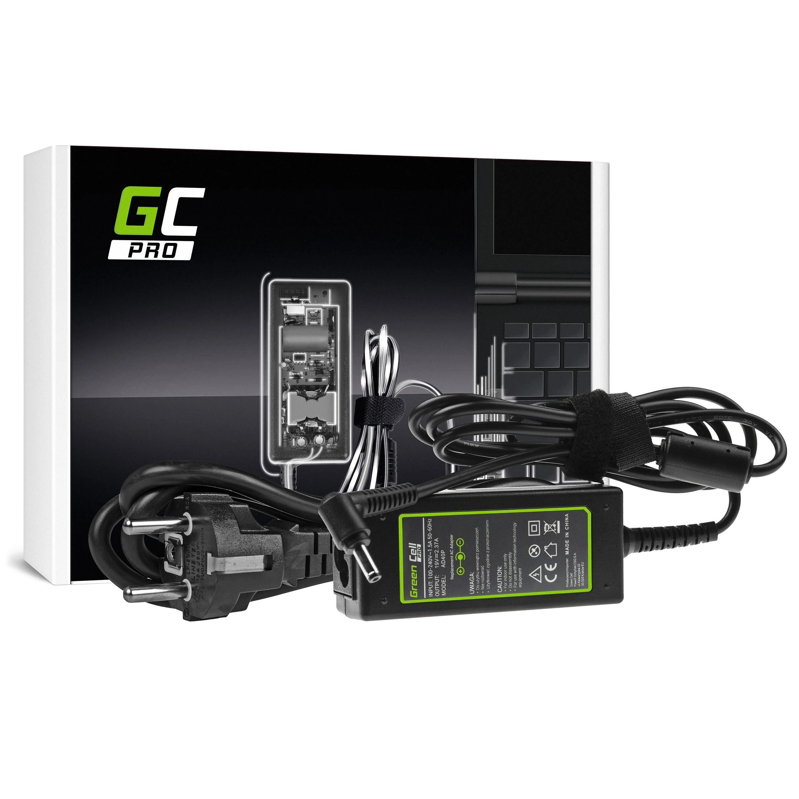 GREENCELL AD40P Žalias Cell PRO 19V 2.37A 45W maitinimo įkroviklis, skirtas Asus R540 X200C X200M X201