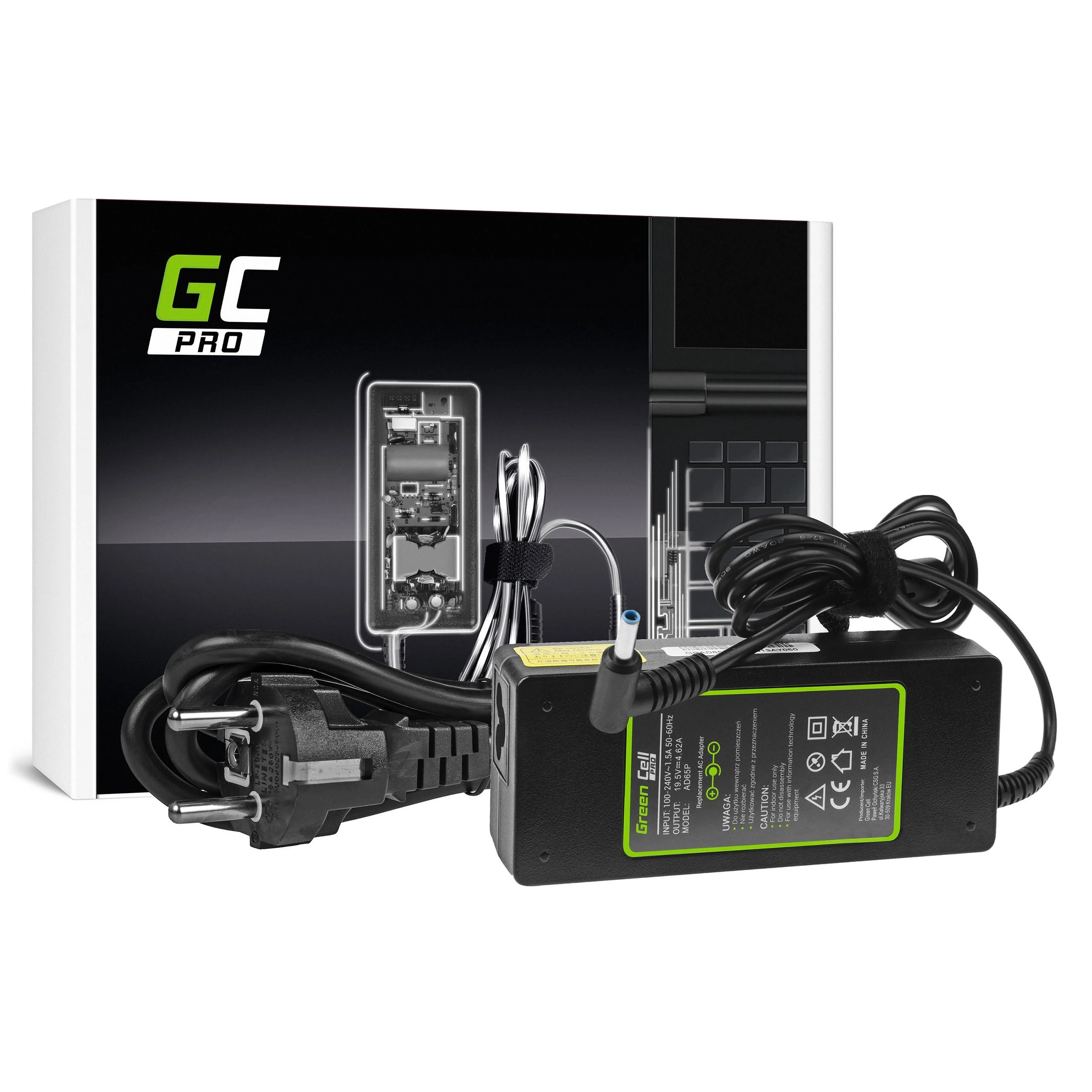 Green Cell Žalias Cell GREENCELL AD65P įkroviklis / kintamosios srovės adapteris Žalias Cell PRO 19.5V 4.62A 90W skirtas HP 250 G2 ProBook 650 G2