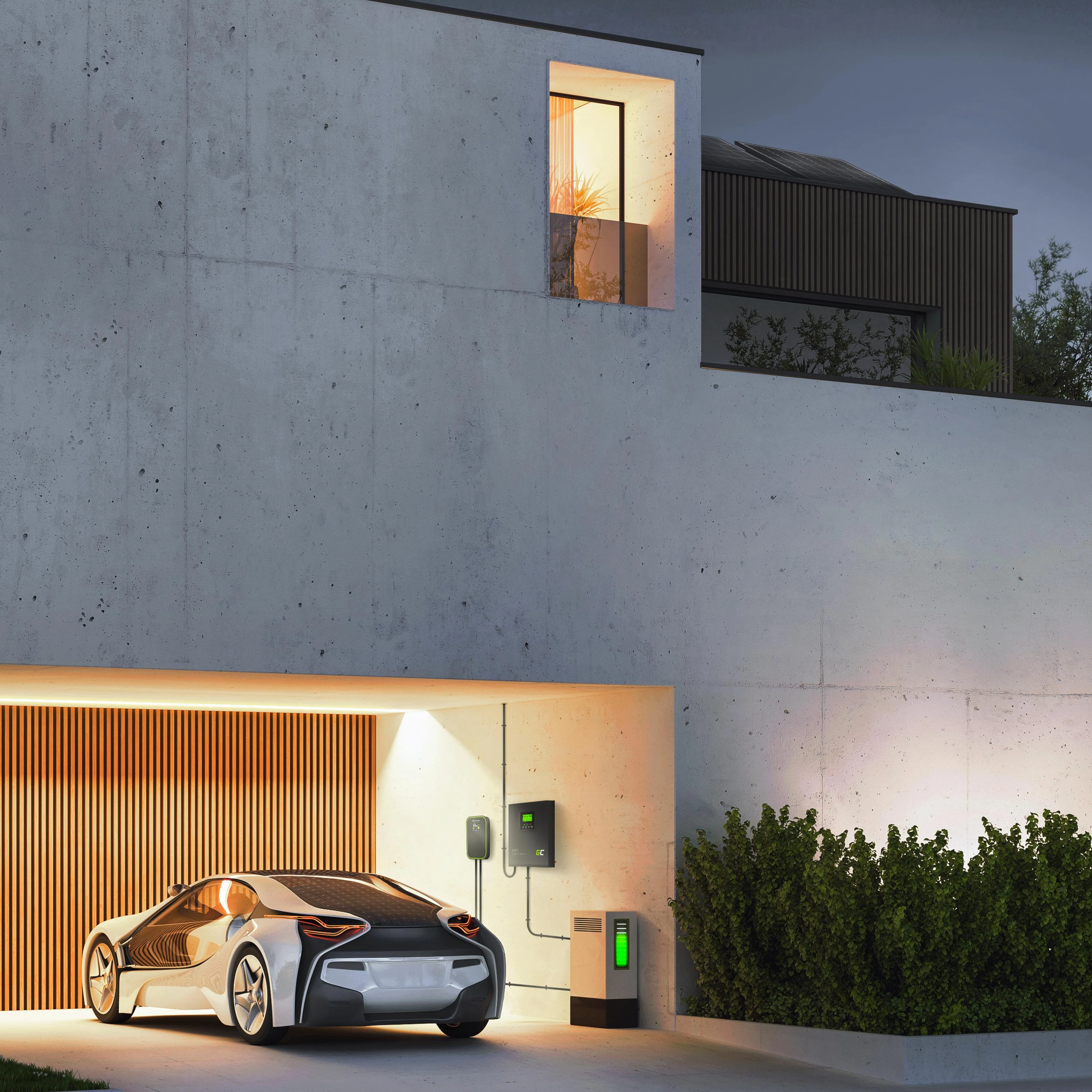Green Cell Žalias Cell MPPT saulės energijos inverteris 24VDC 230VAC 3000VA / 3000W gryna sinusinė įtampa