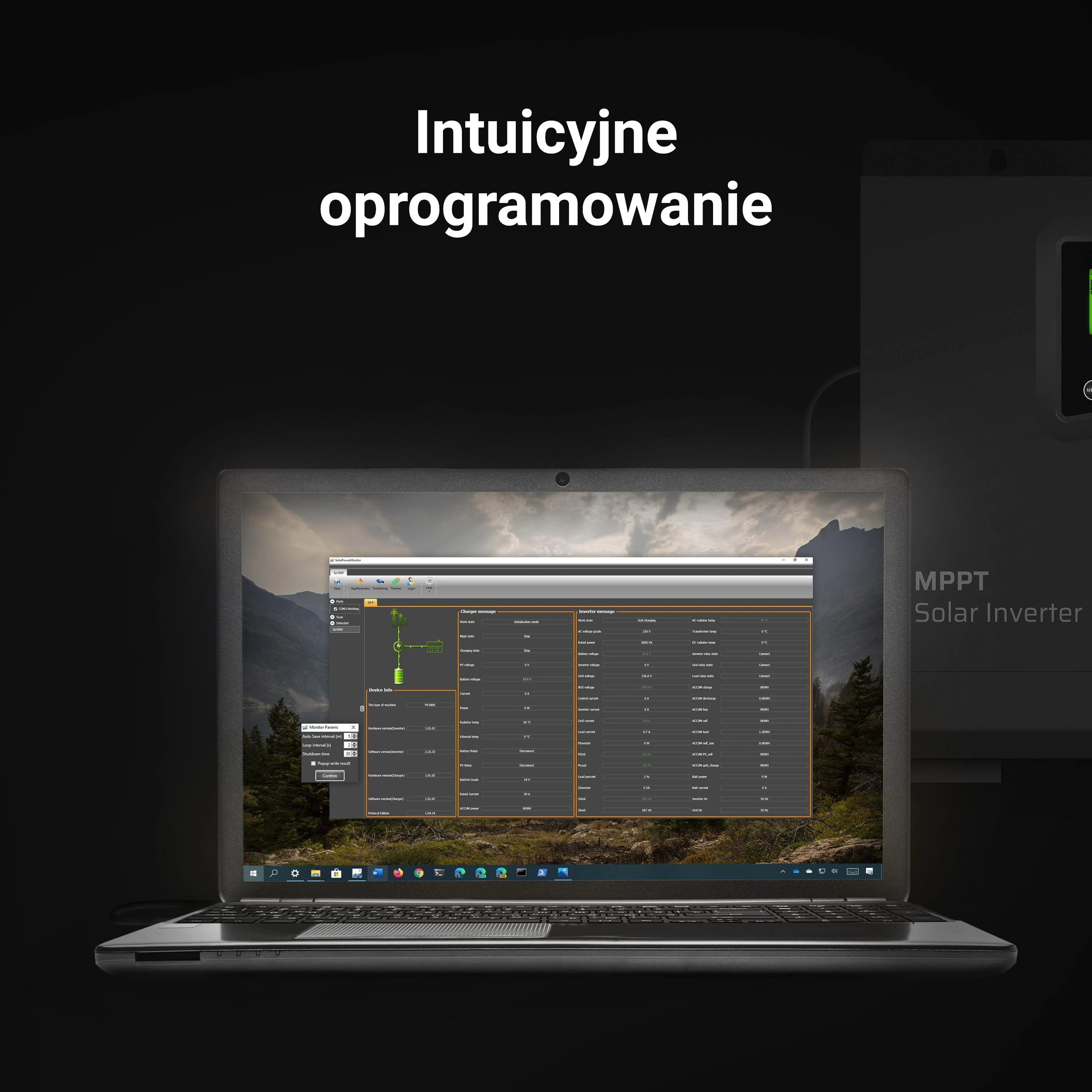 Green Cell Žalias Cell MPPT saulės energijos inverteris 24VDC 230VAC 3000VA / 3000W gryna sinusinė įtampa