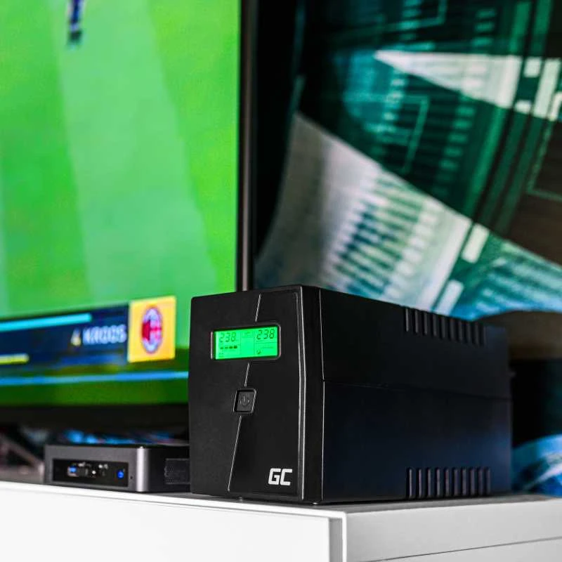 Nepertraukiamo maitinimo šaltinis Green Cell Uninterruptible Power Supply UPS 1000VA 600W with LCD Display | EU VERSION | 2x Schuko 2x IEC Sockets