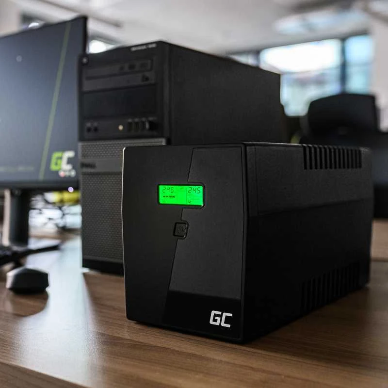 Nepertraukiamo maitinimo šaltinis Green Cell Uninterruptible Power Supply UPS 1000VA 600W with LCD Display | EU VERSION | 2x Schuko 2x IEC Sockets