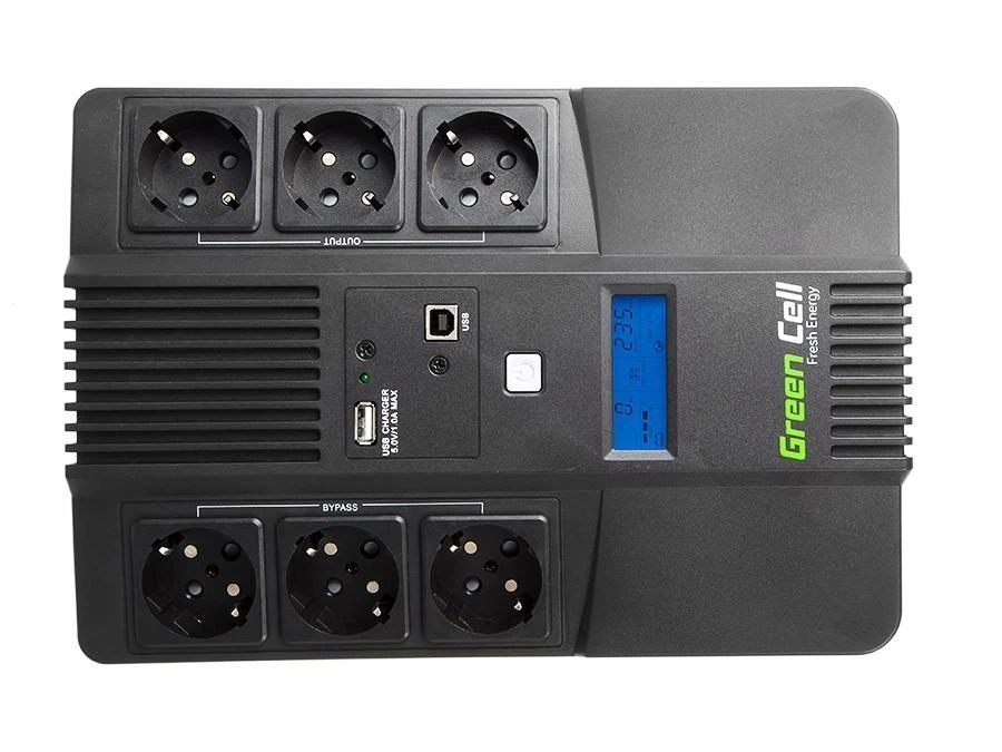 Green Cell Žalias Cell GREENCELL UPS07 UPS Žalias Cell AiO su LCD 800VA