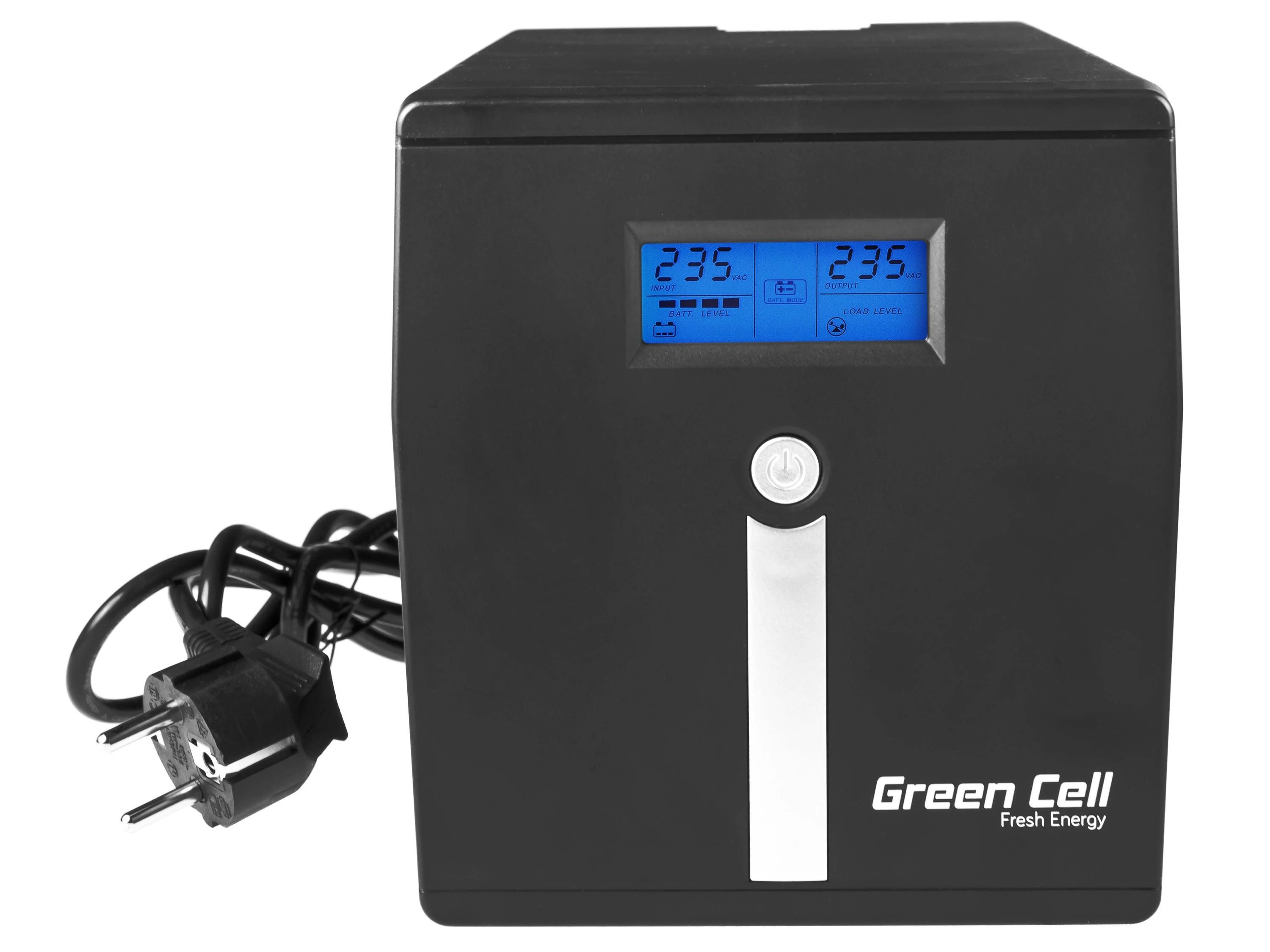 Nepertraukiamo maitinimo šaltinis Green Cell Uninterruptible Power Supply UPS 1000VA 600W with LCD Display | EU VERSION | 2x Schuko 2x IEC Sockets