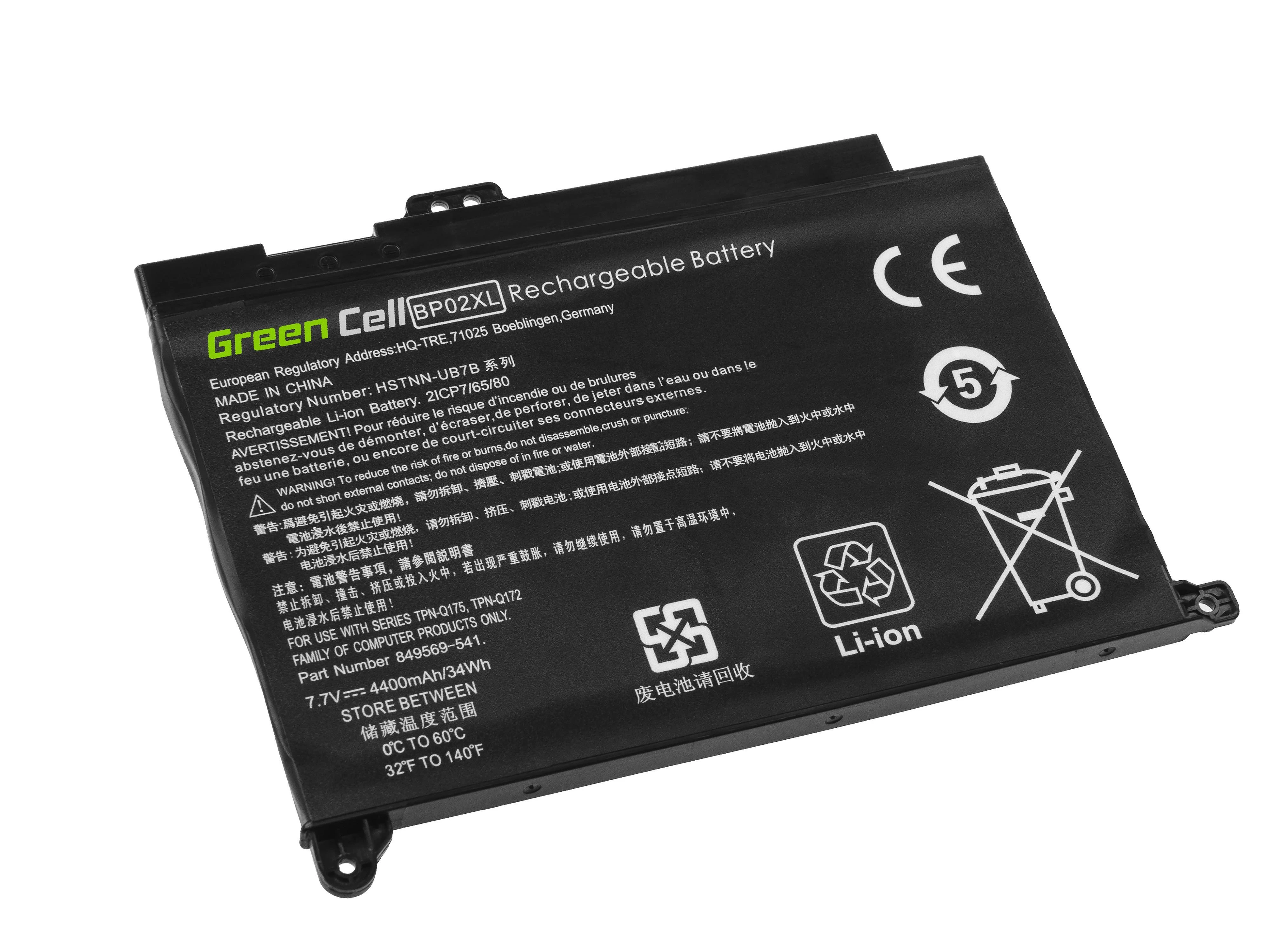 Green Cell Žalias Cell GREENCELL Baterija BP02XL, skirta HP Pavilion 15-AU 15-AU051NW 15-AU071NW 15-AU102NW 15-AU107NW 15-AW 15-AW010NW