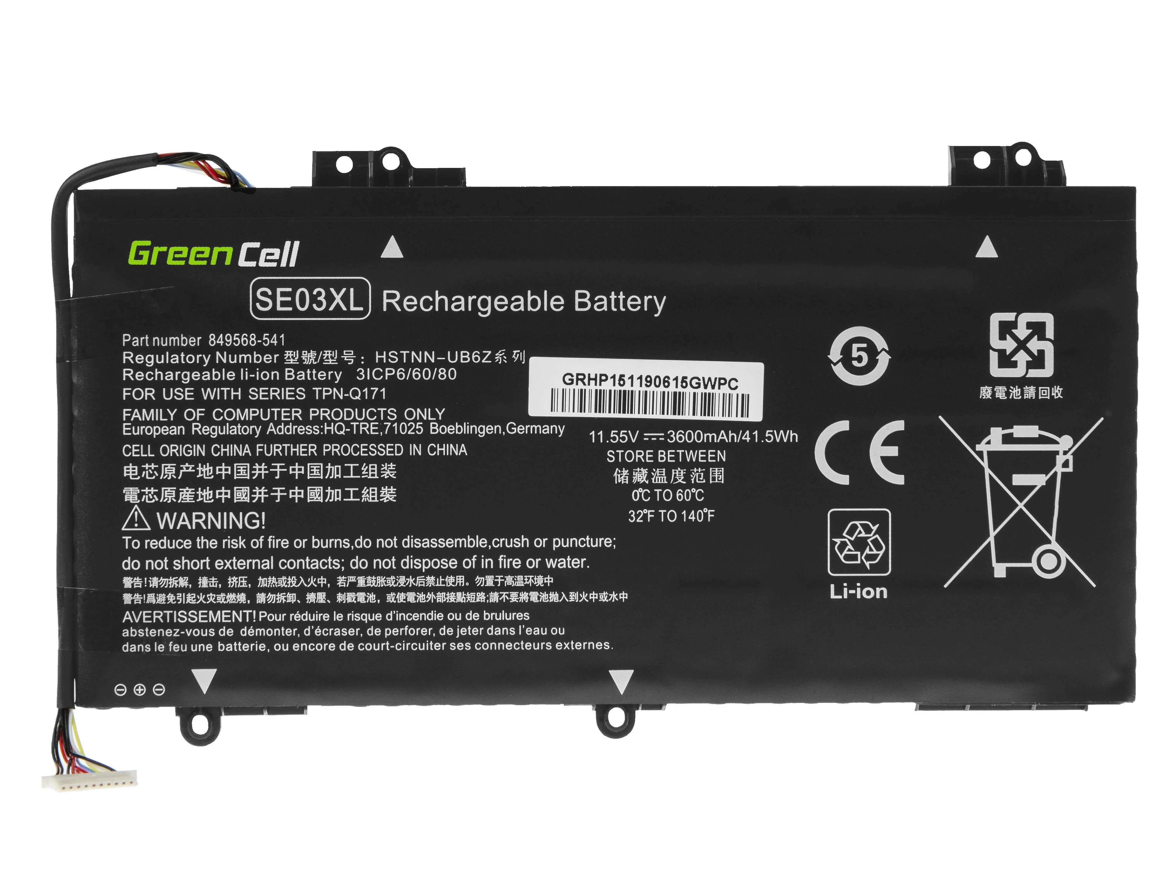 Green Cell Žalias Cell Nešiojamojo kompiuterio baterija Žalias Cell SE03XL HSTNN-LB7G HSTNN-UB6Z, skirta HP Pavilion 14-AL 14-AV