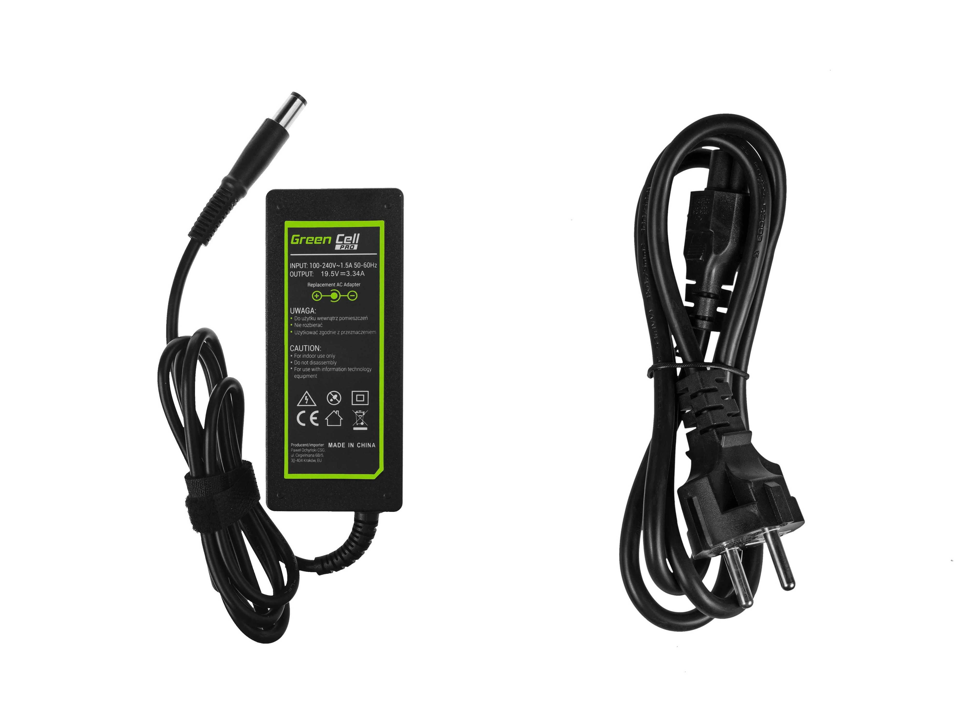 Green Cell Žalias Cell Žalias Cell PRO įkroviklio kintamosios srovės adapteris, skirtas Dell Inspiron 15 1525 3541 3541 Platuma 3350 3460 E4200 XPS 13 L321x L322x 19.5V 3.34A
