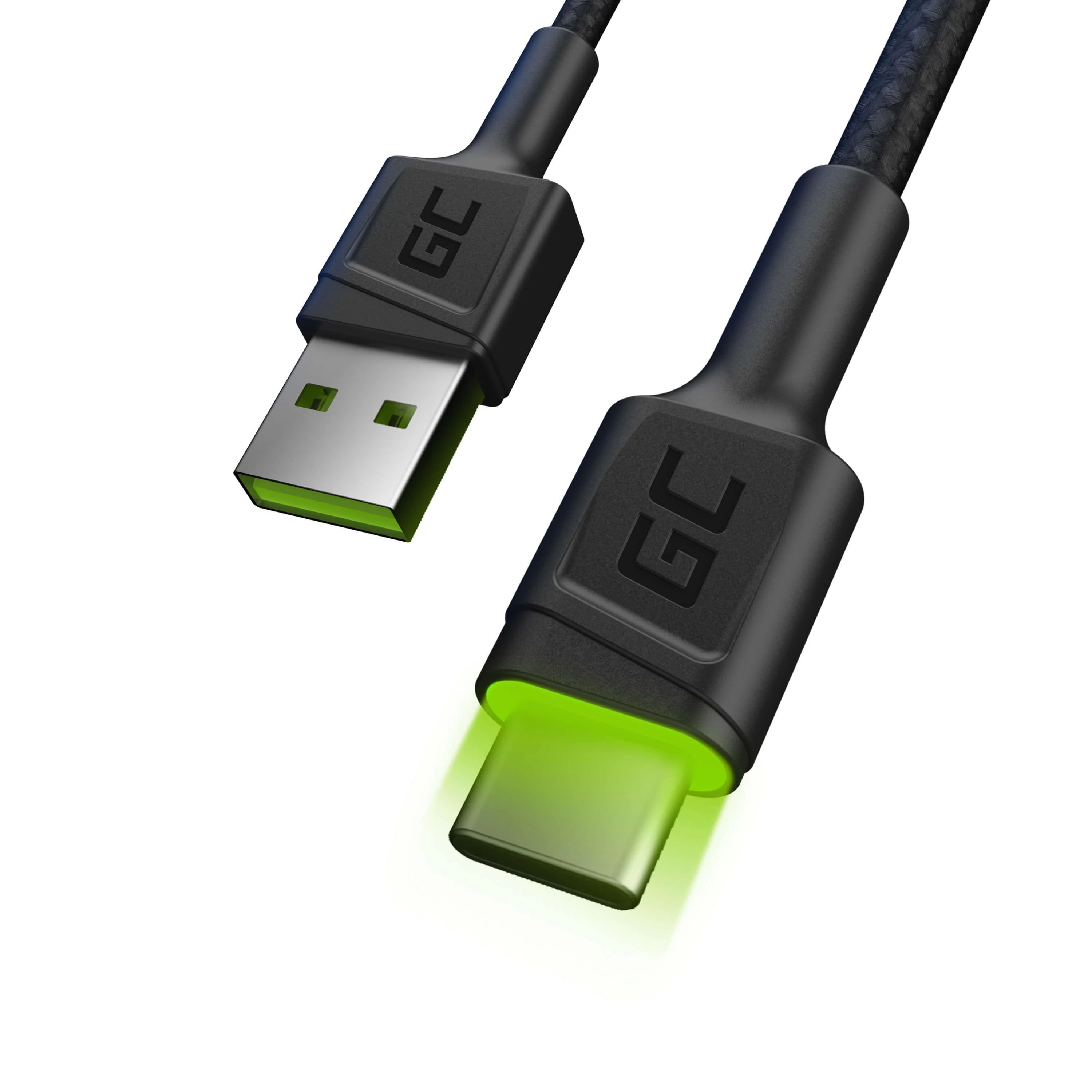 Green Cell Žalias Cell GREENCELL KABGC06 kabelis Žalias Cell Ray USB laidas - USB-C 120cm su žalias LED apšvietimu ir atrama