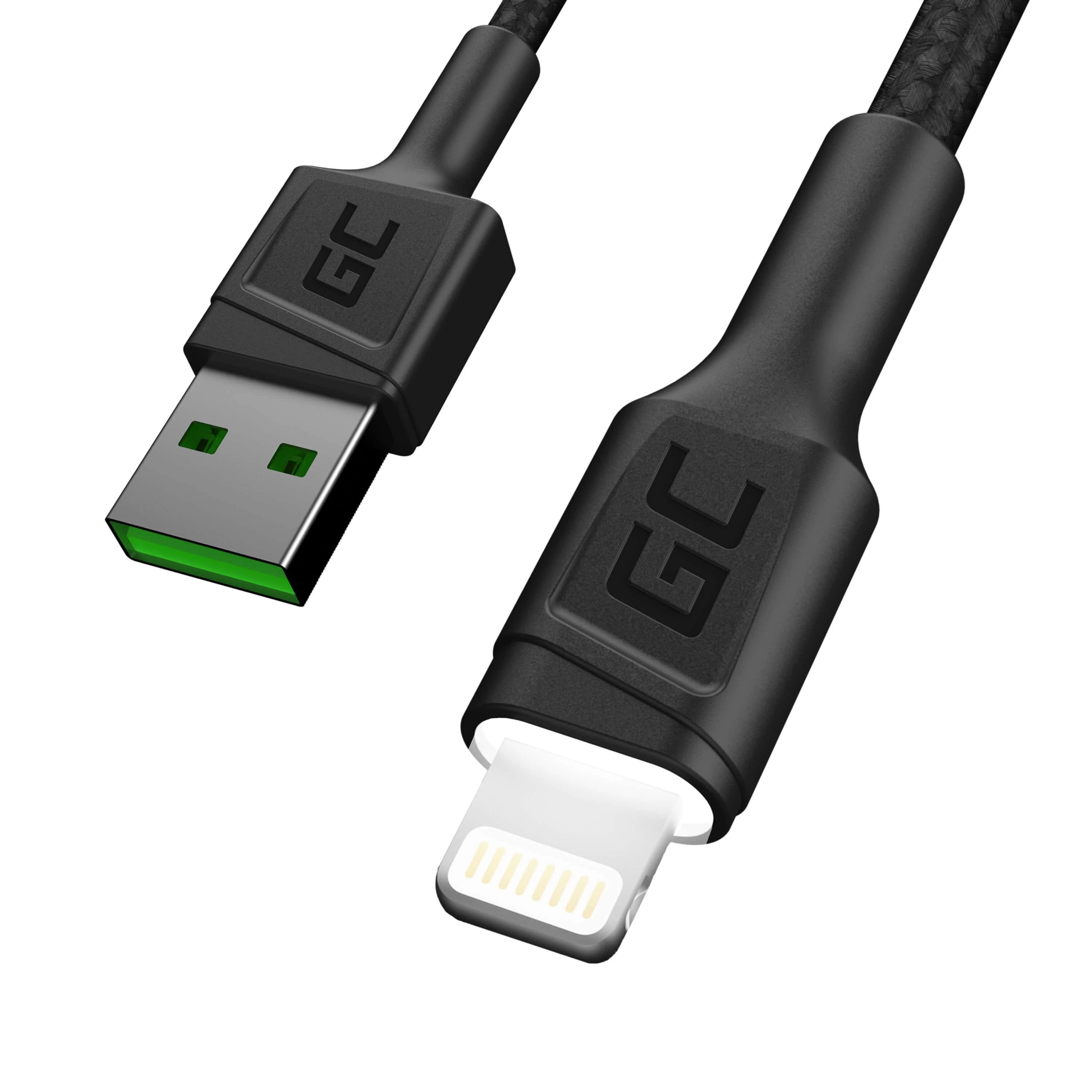 Green Cell Žalias Cell GREENCELL KABGC05 Kabelis Žalias Cell Ray USB-A - Lightning Baltas LED 120cm su Apple palaikymu