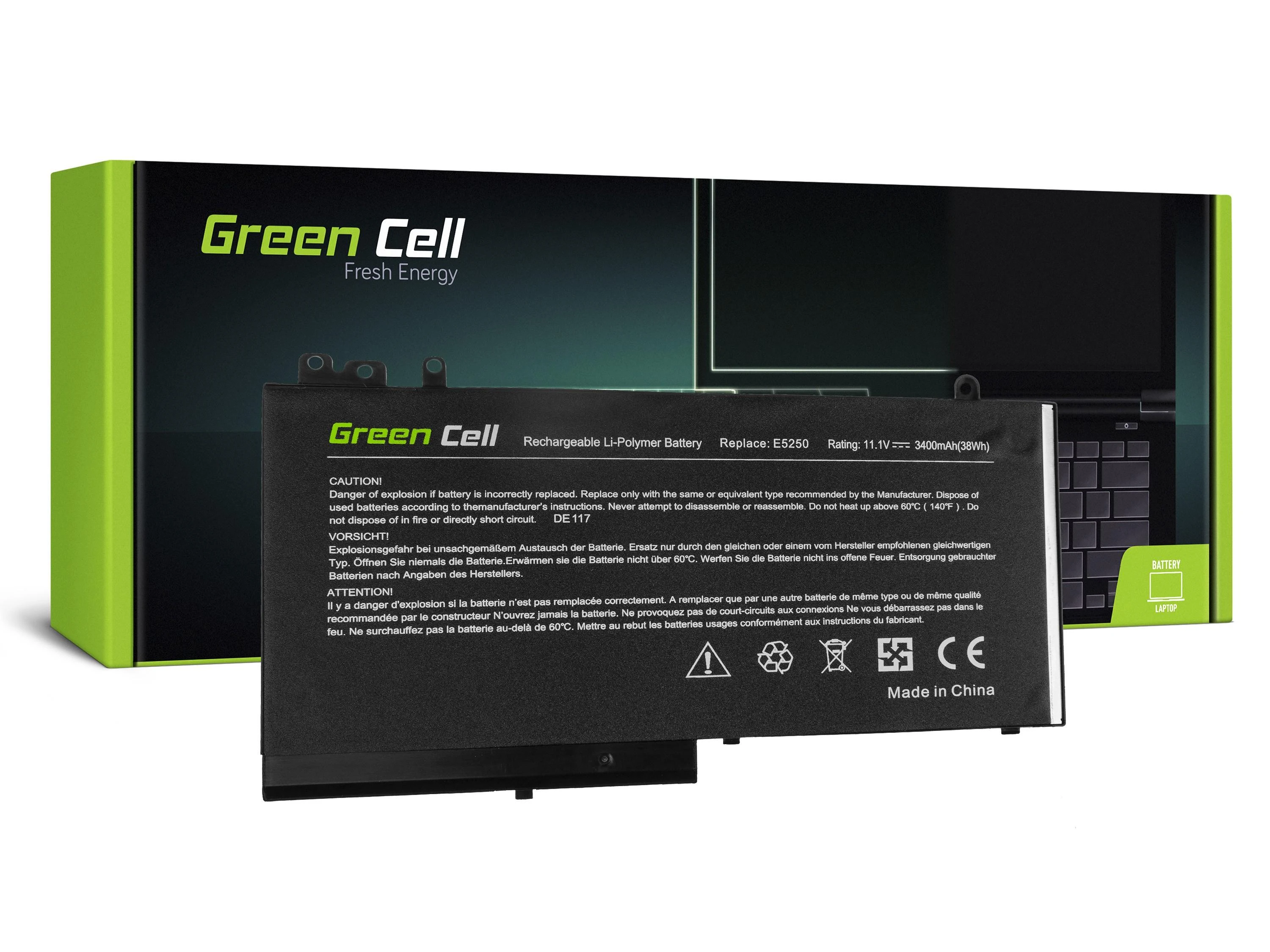 Green Cell Žalias Cell Bateria Žalias Cell RYXXH do Dell Latitude 11 3150 3160 12 E5250
