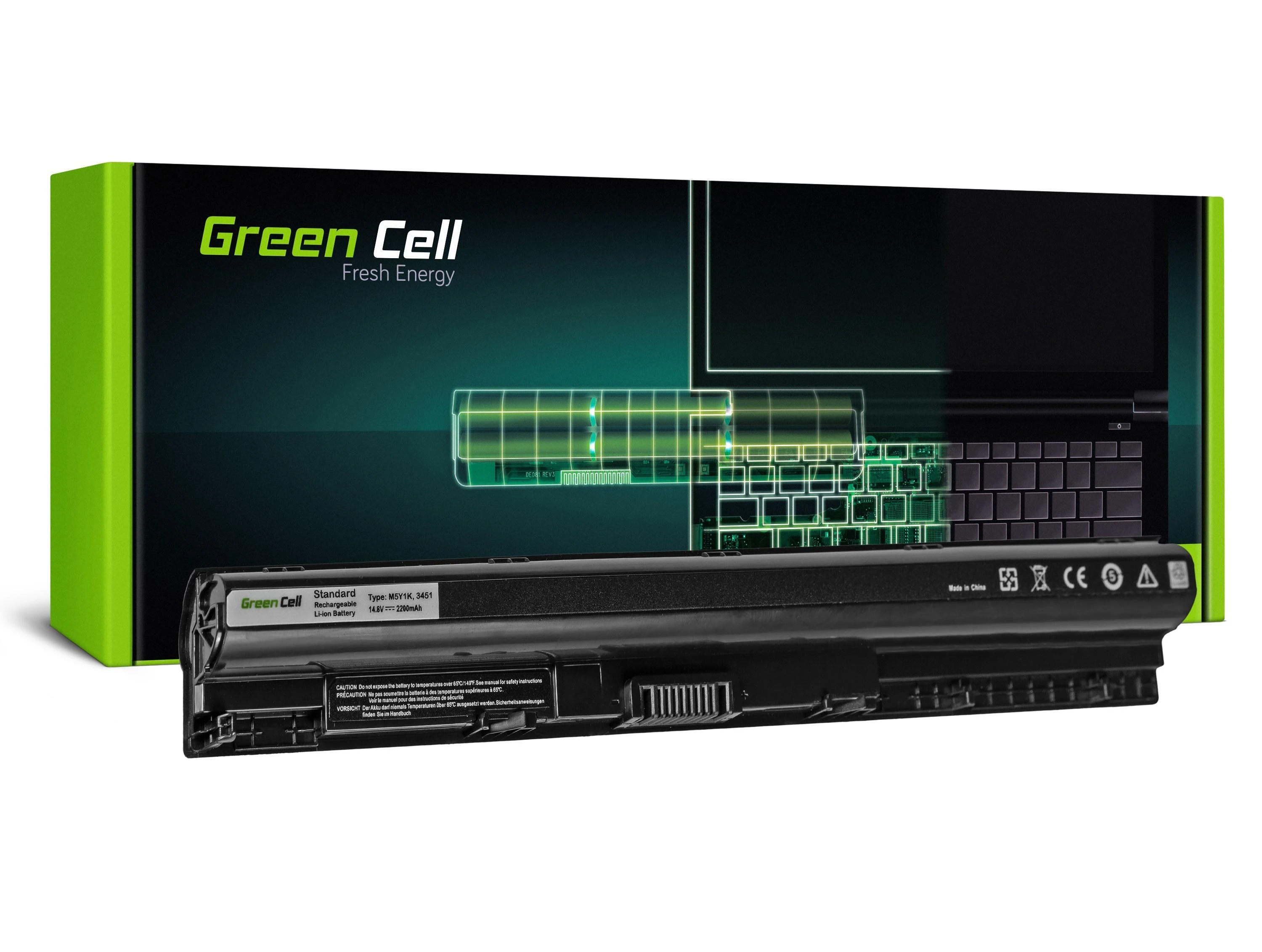 Žalias Cell GREENCELL DE77 Baterija M5Y1K Dell Inspiron 14 3451, 15 3555 3558 5551 5552 5555 5558 5559, 17 5