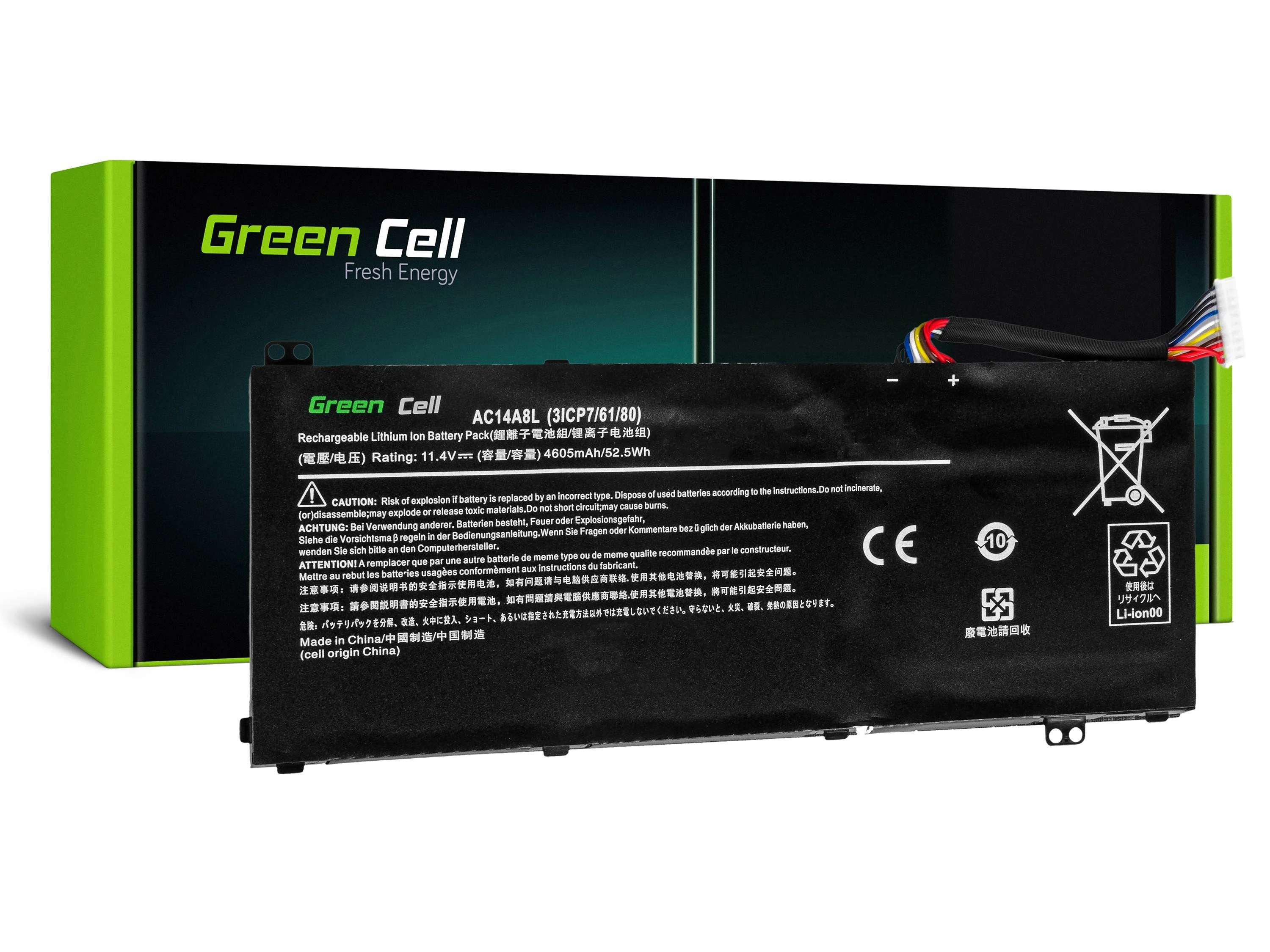 Green Cell Žalias Cell GREENCELL AC54 Baterija Žalias Cell AC14A8L skirta Acer Aspire Nitro V15 VN7-571G VN7-572G VN7-591G