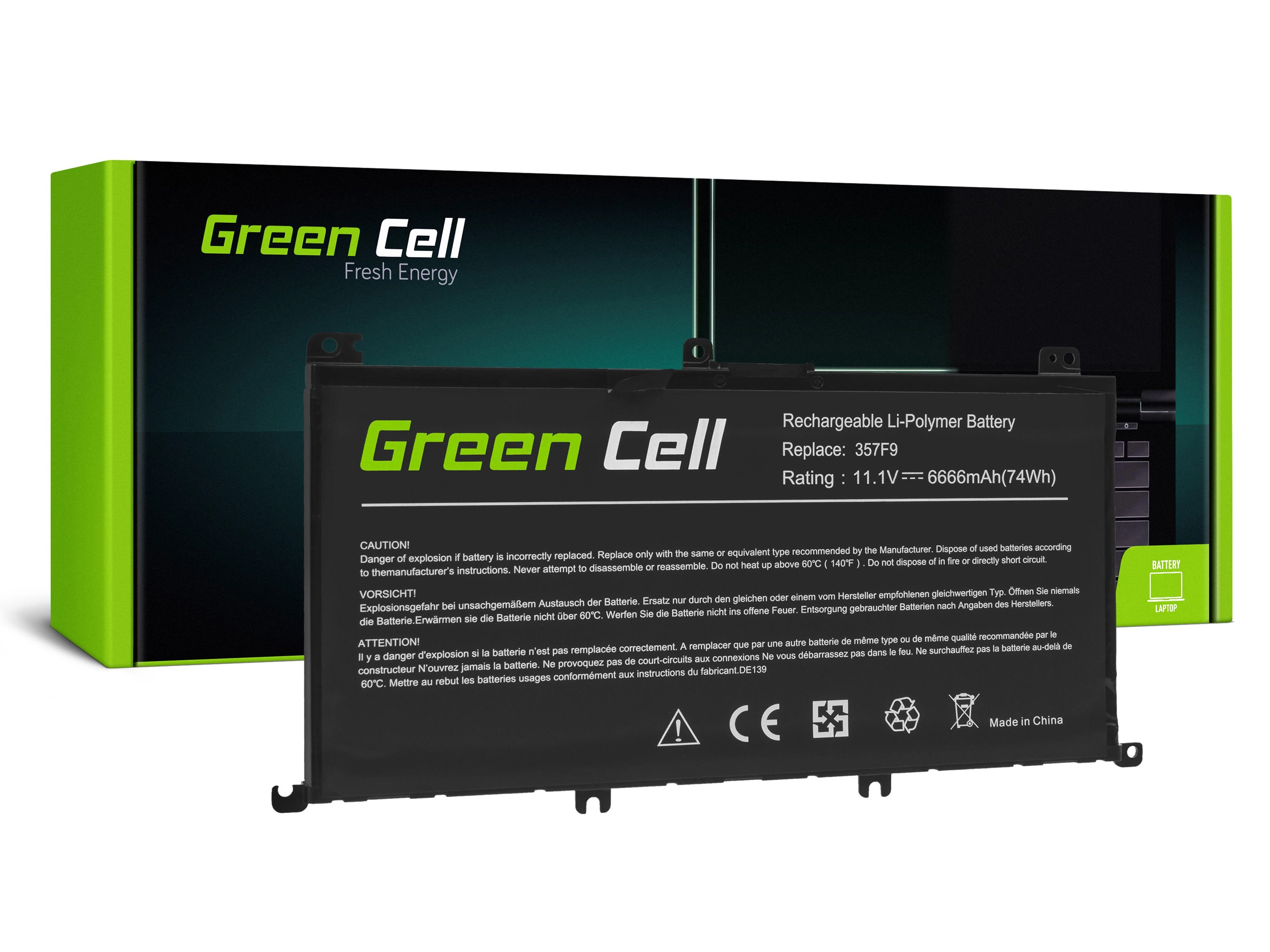 Green Cell Žalias Cell GREENCELL Baterija 357F9, skirta Dell Inspiron 15 5576 5577 7557 7559 7566 7567 4200 mAh