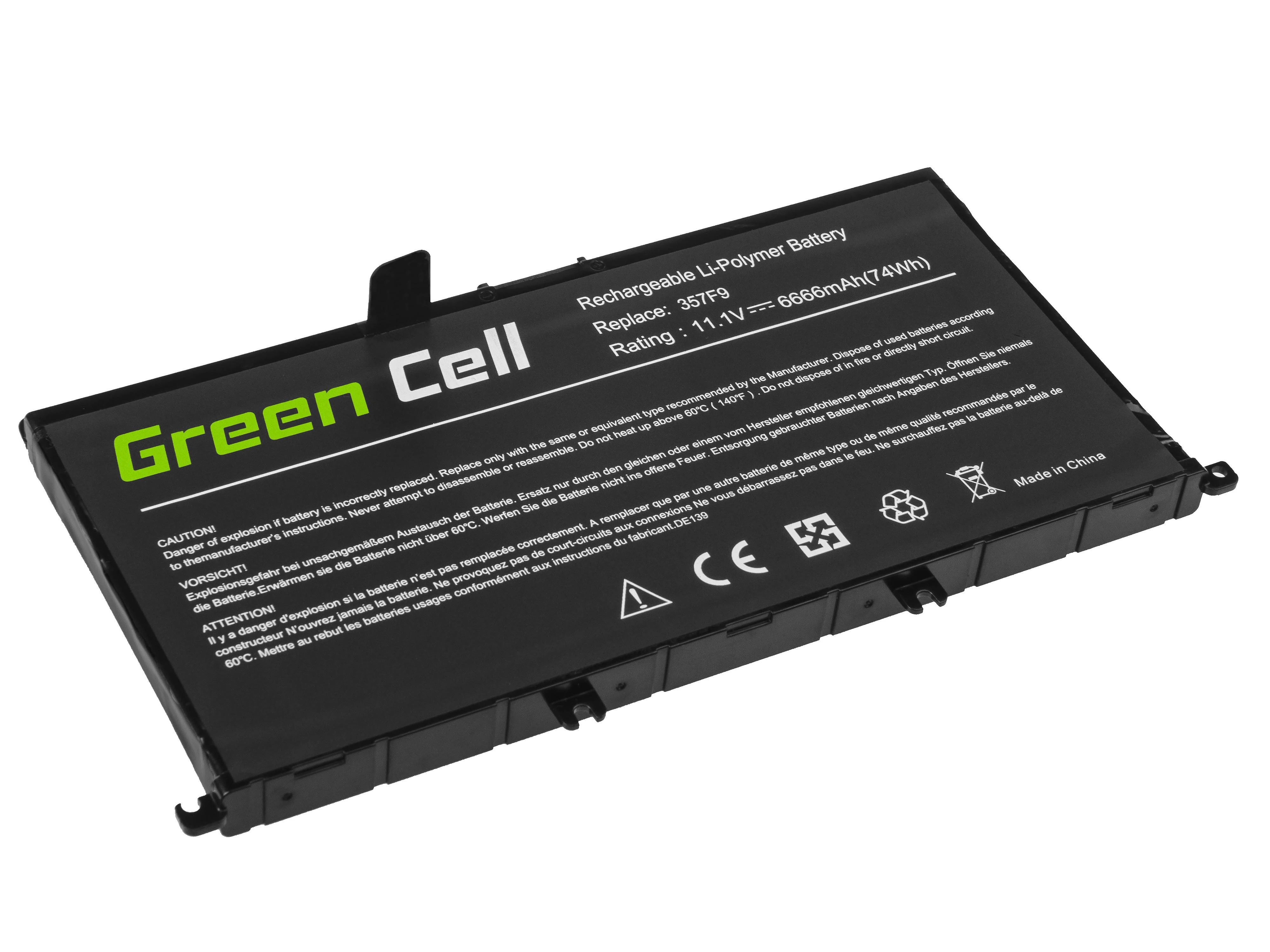 Green Cell Žalias Cell GREENCELL Baterija 357F9, skirta Dell Inspiron 15 5576 5577 7557 7559 7566 7567 4200 mAh