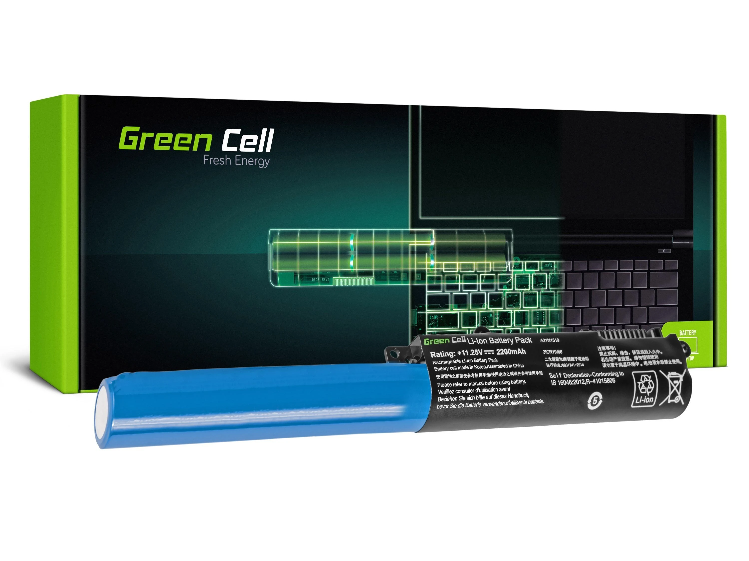GREENCELL AS86 Baterija Žalias Cell A31N1519 for Asus F540 F540L F540S R540 R540L R540S X540 X540