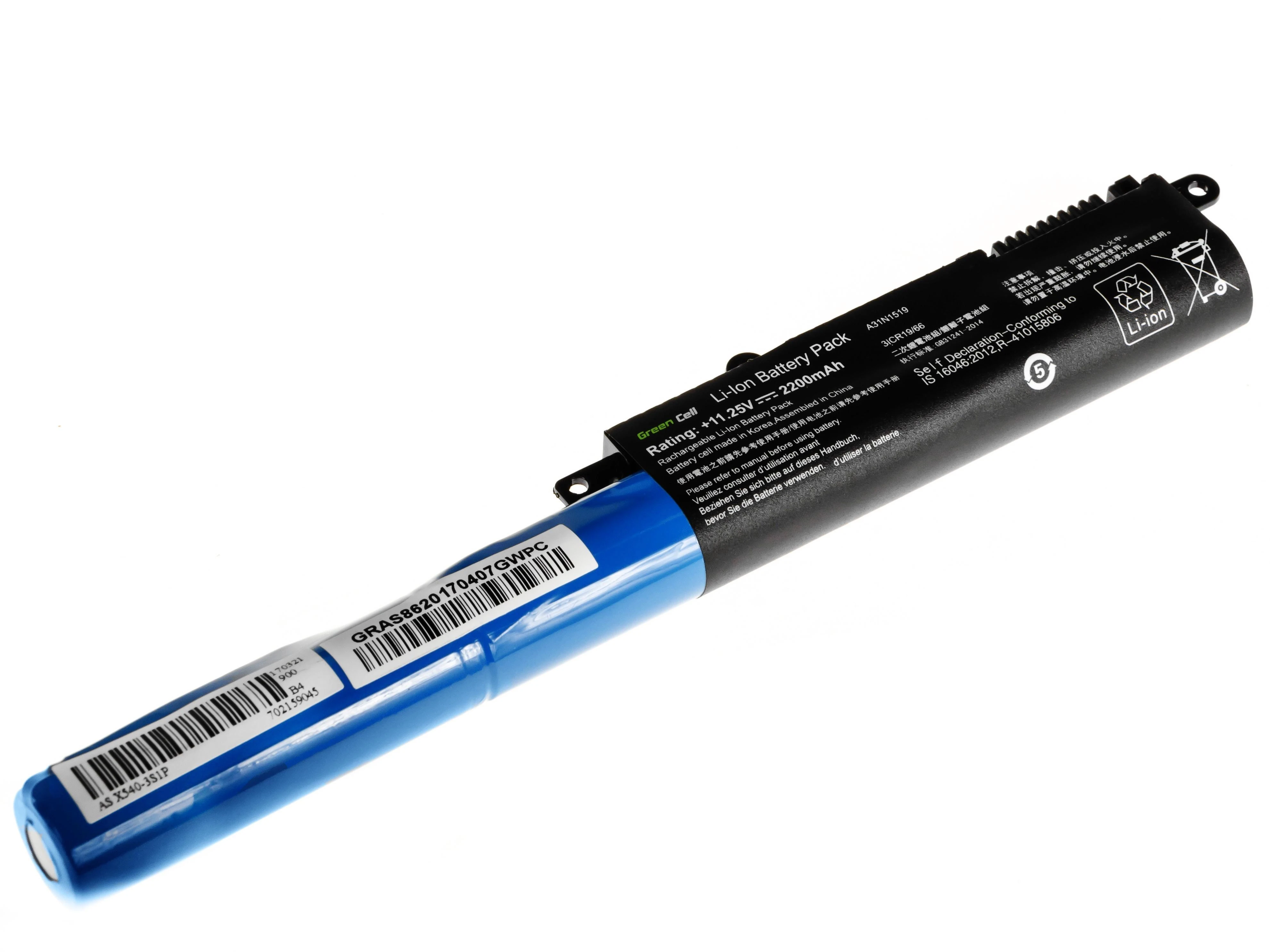 GREENCELL AS86 Baterija Žalias Cell A31N1519 for Asus F540 F540L F540S R540 R540L R540S X540 X540