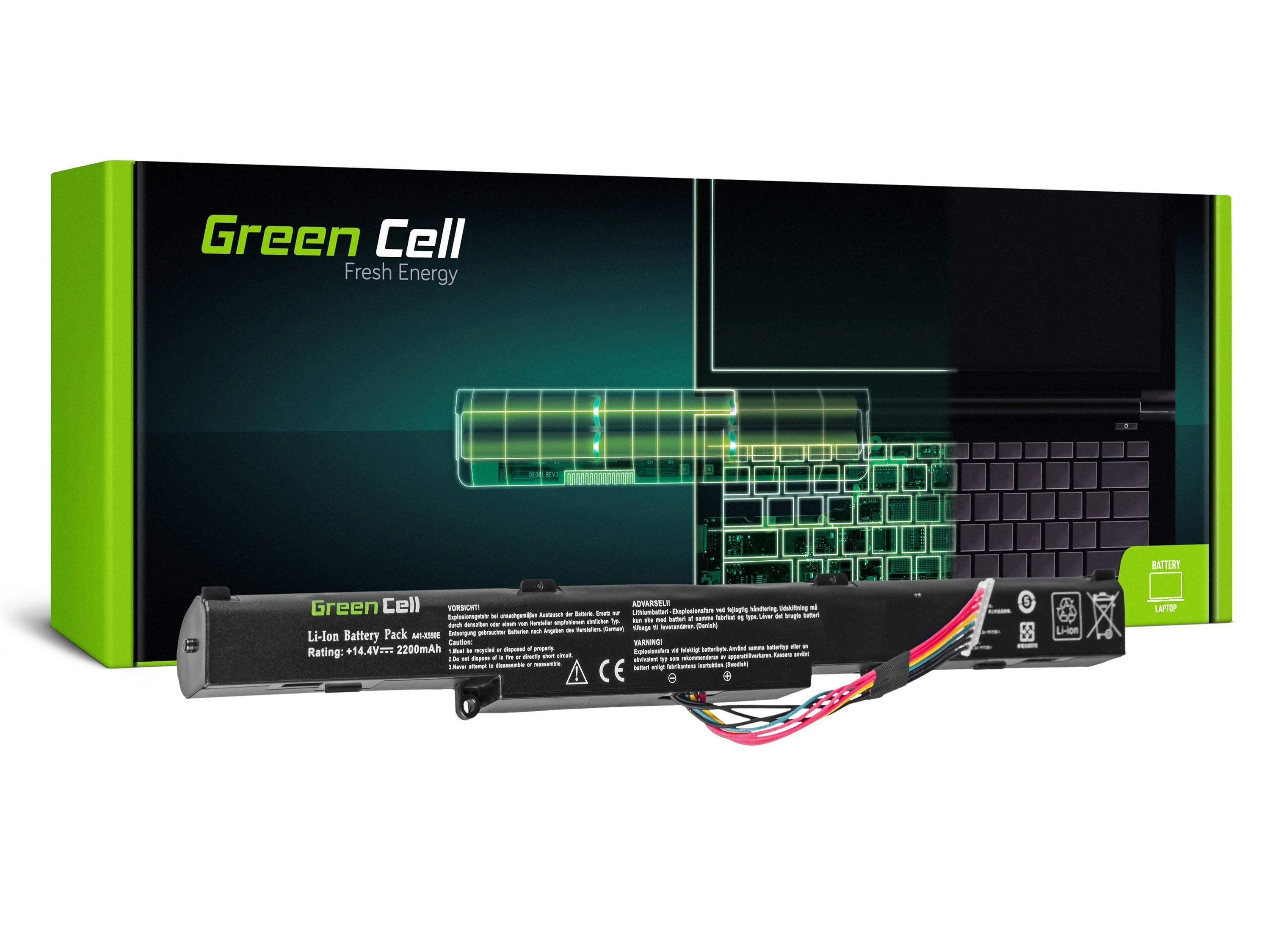 Žalias Cell GREENCELL AS77 Baterija Žalias Cell A41-X550E, skirta Asus F550D F550DP F750L R510D R510DP X55