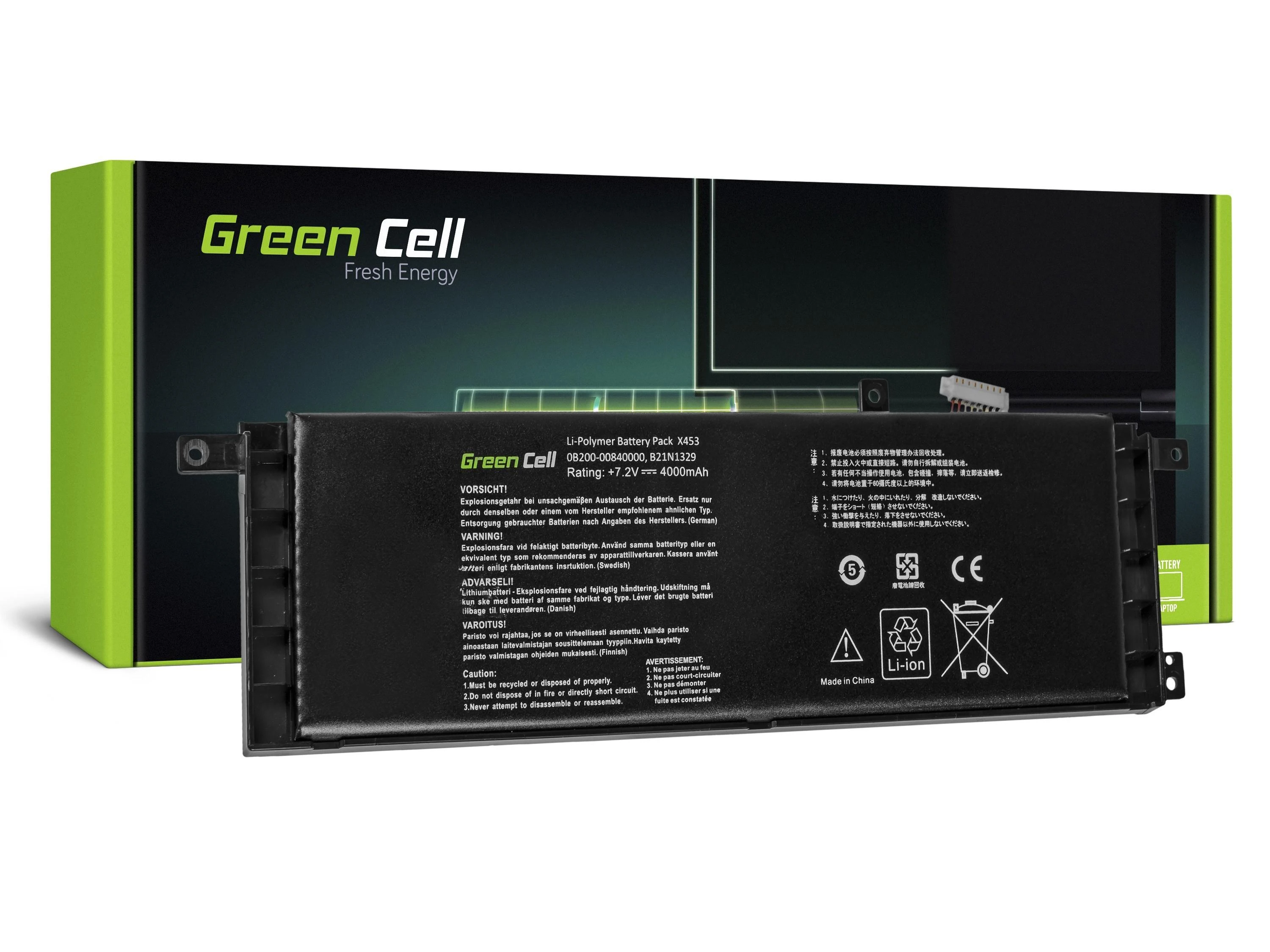 Žalias Cell GREENCELL AS80 Baterija Žalias Cell B21N1329 skirta Asus X553 X553M X553MA F553 F553M F553MA