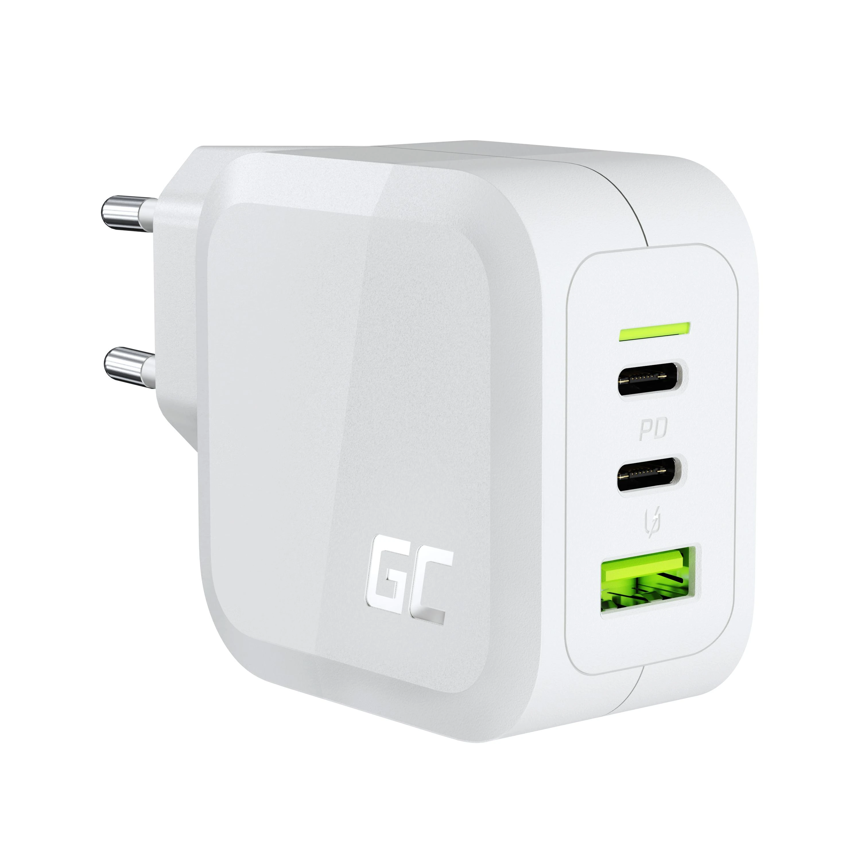 Green Cell Žalias Cell Žalias Cell įkroviklis 65W GaN GC PowerGan - 2x USB-C, 1x USB-A - baltas