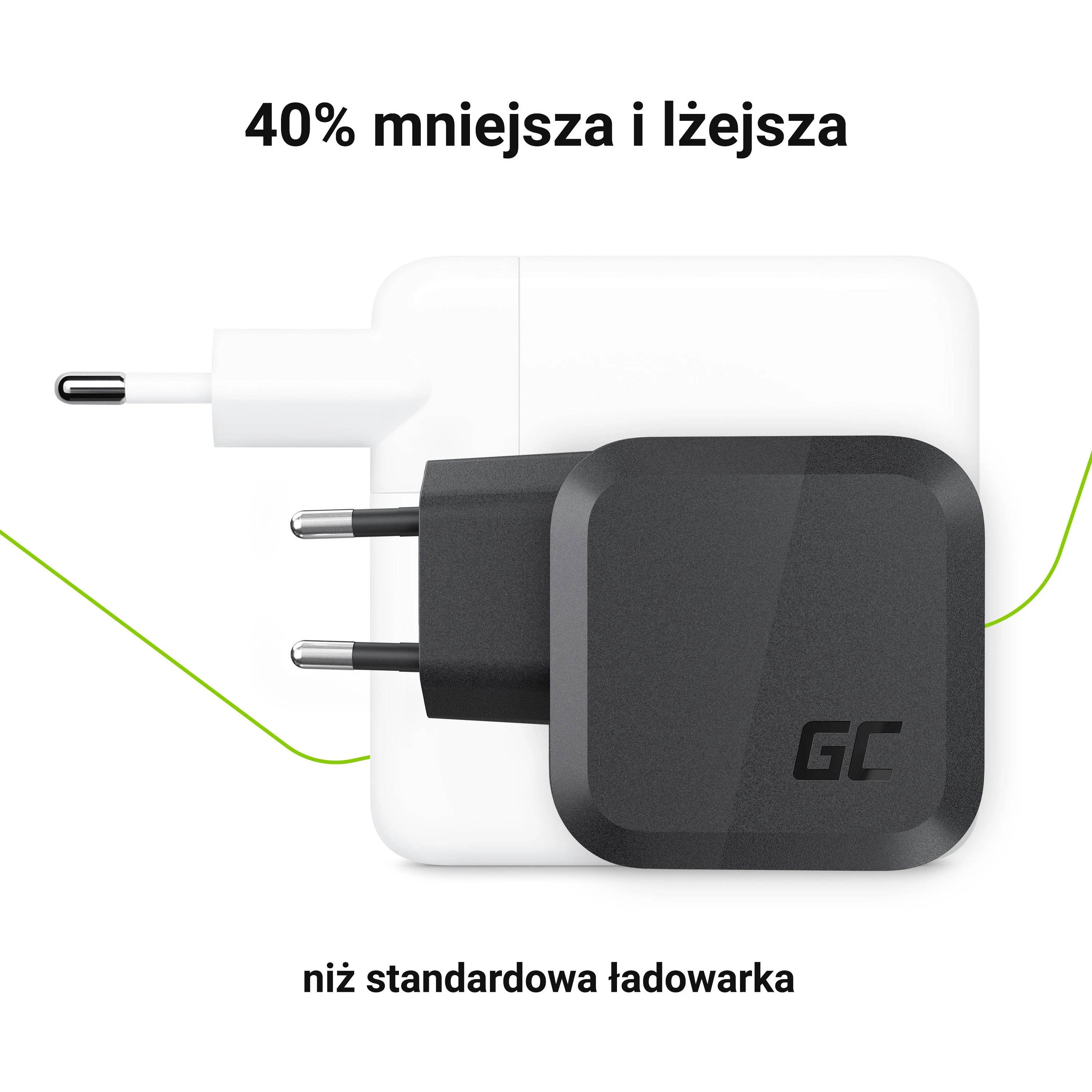 Green Cell Žalias Cell Žalias CELL Charger PowerGaN 65W 2x USB-C PD 1x USB-A UC GaN