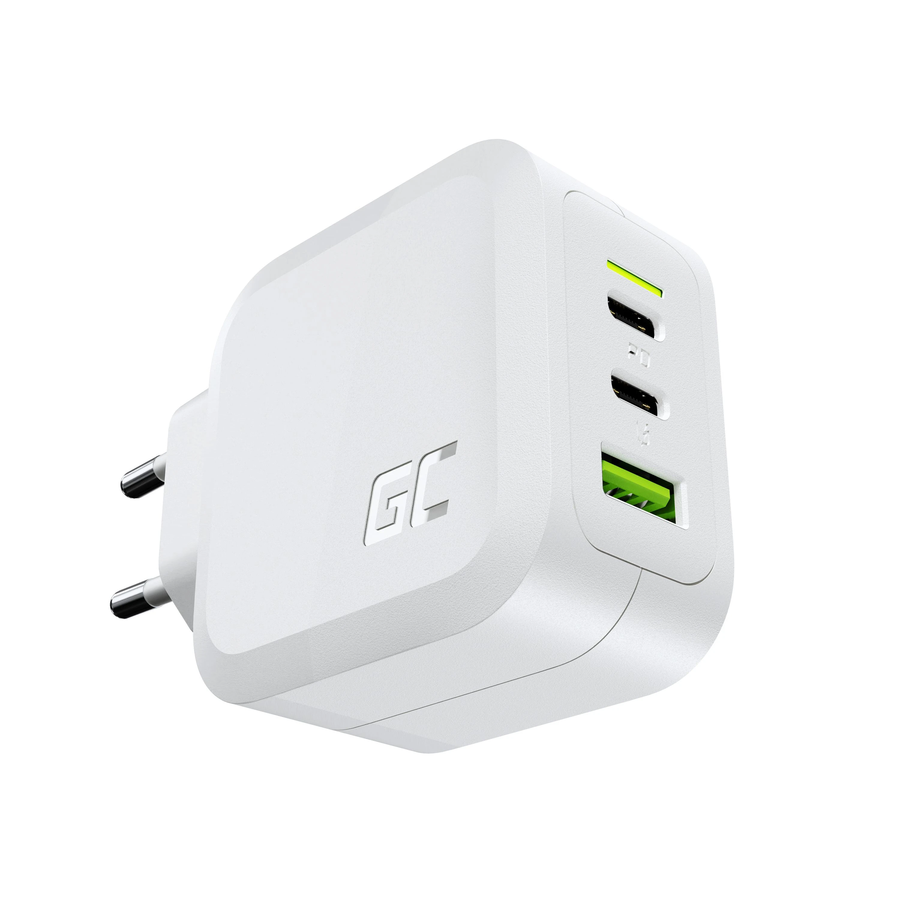 Green Cell Žalias Cell Žalias Cell įkroviklis 65W GaN GC PowerGan - 2x USB-C, 1x USB-A - baltas