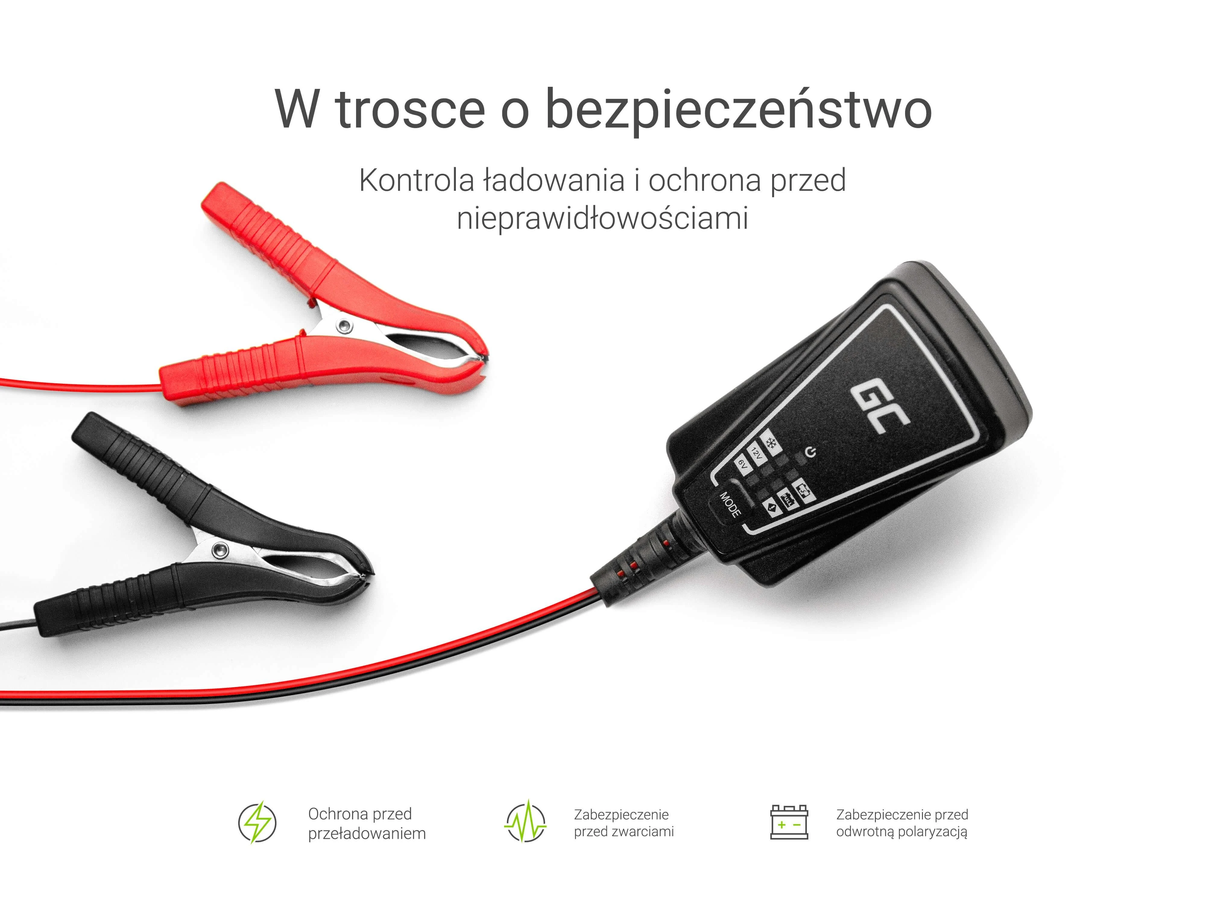 Green Cell Žalias Cell GREENCELL ACAGM06 automatinė Ladowarka, Prostownik Žalias Cell do akumulatorow 6V / 12V (1A)