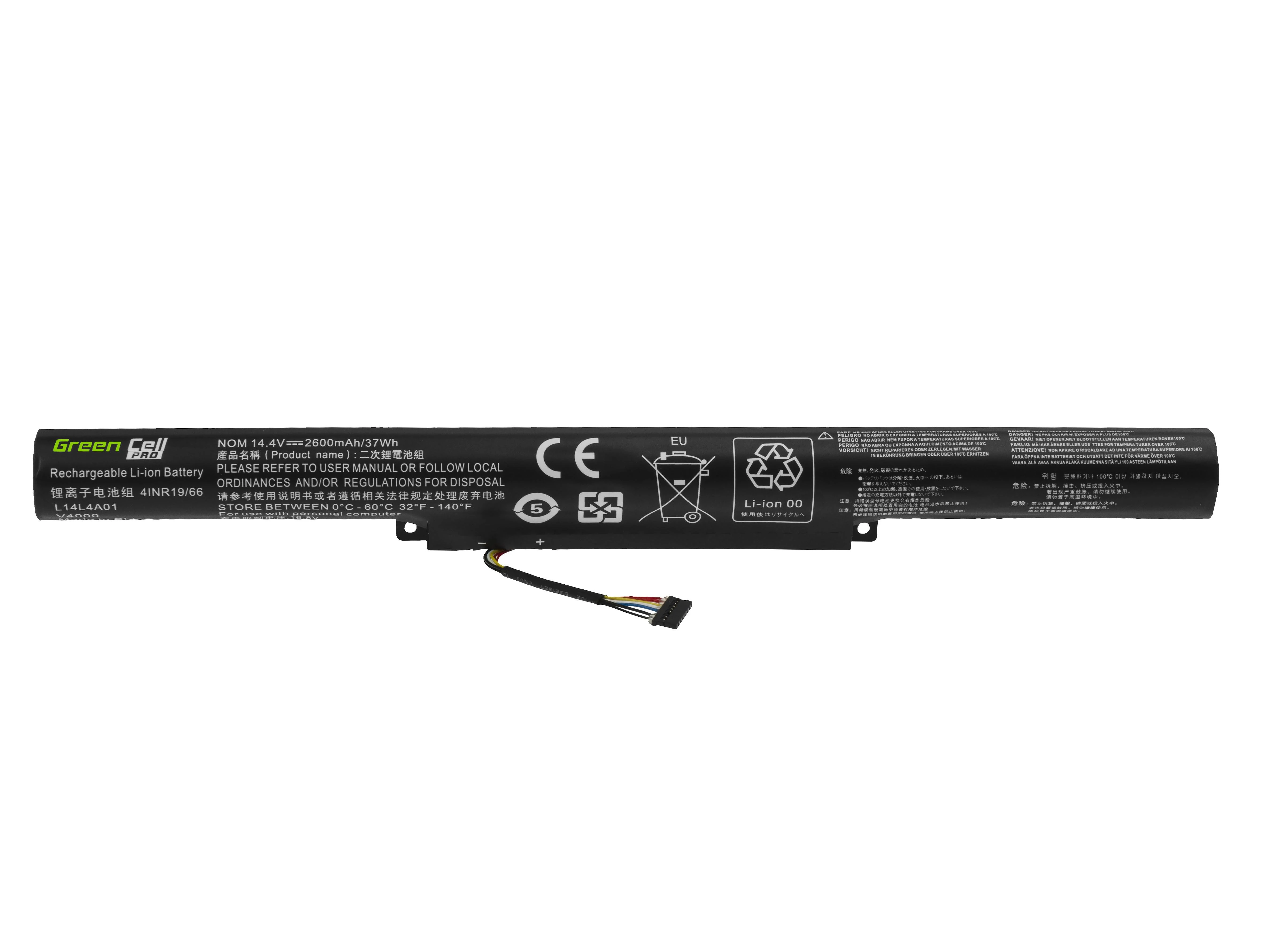 Žalias Cell PRO akumuliatorius L14L4A01, skirtas Lenovo Z51 Z51-70 IdeaPad 500-15ISK