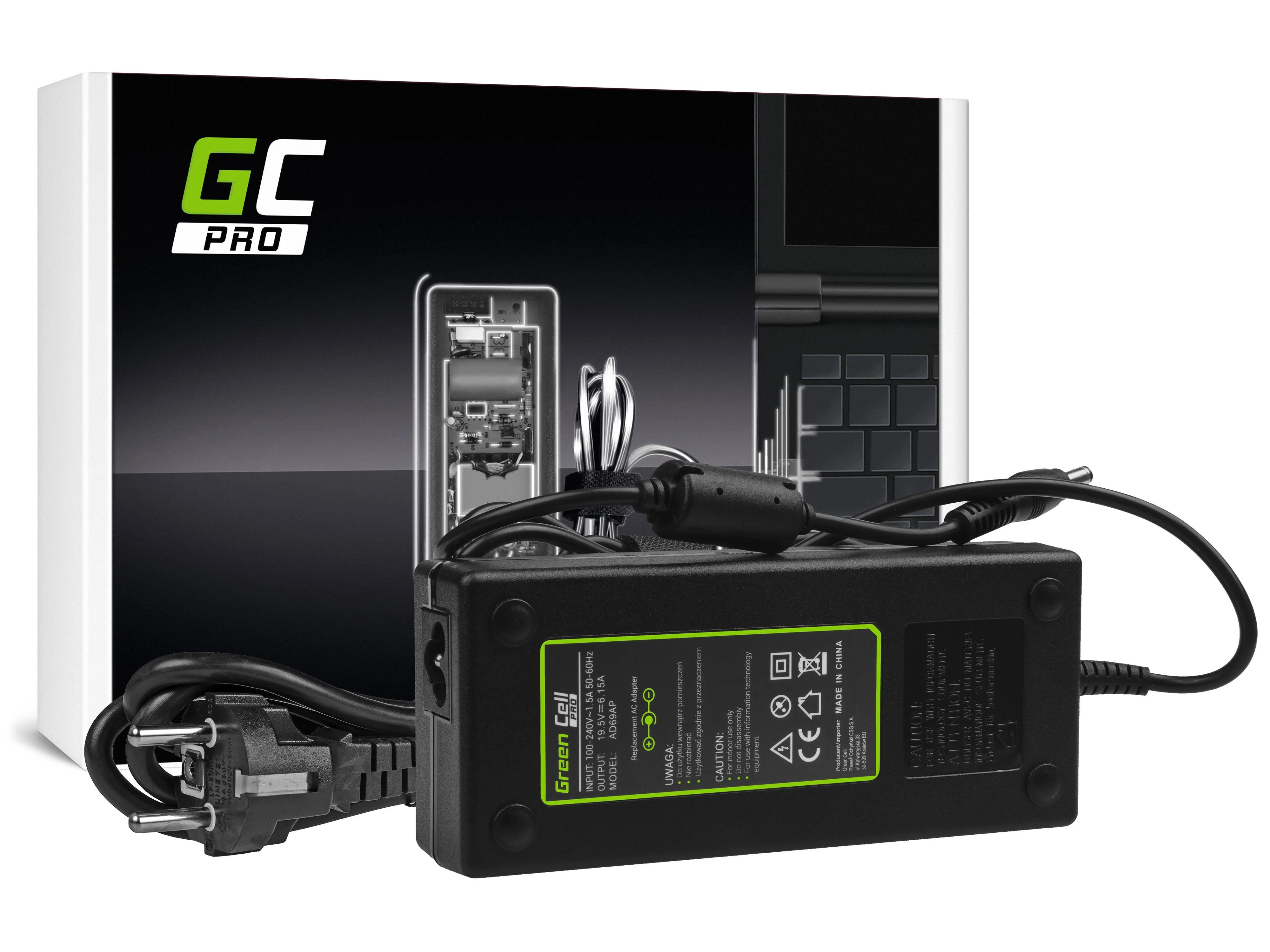 GREENCELL AD69AP įkroviklis / kintamosios srovės adapteris Žalias Cell PRO skirtas Lenovo 19.5V 6.15A 120W 5.5-2.5mm