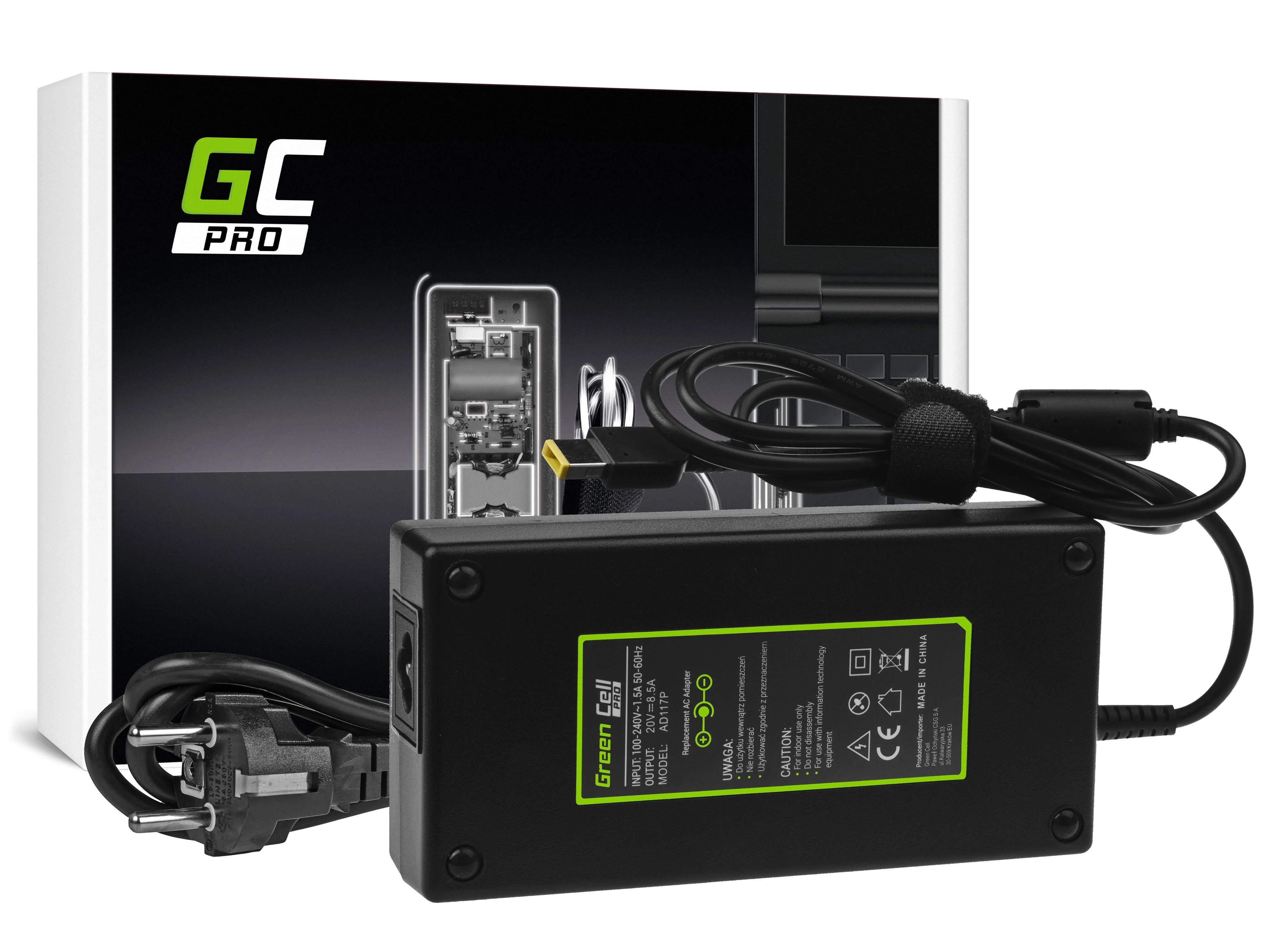 Green Cell įkroviklis Lenovo 170W su techniniais duomenimis