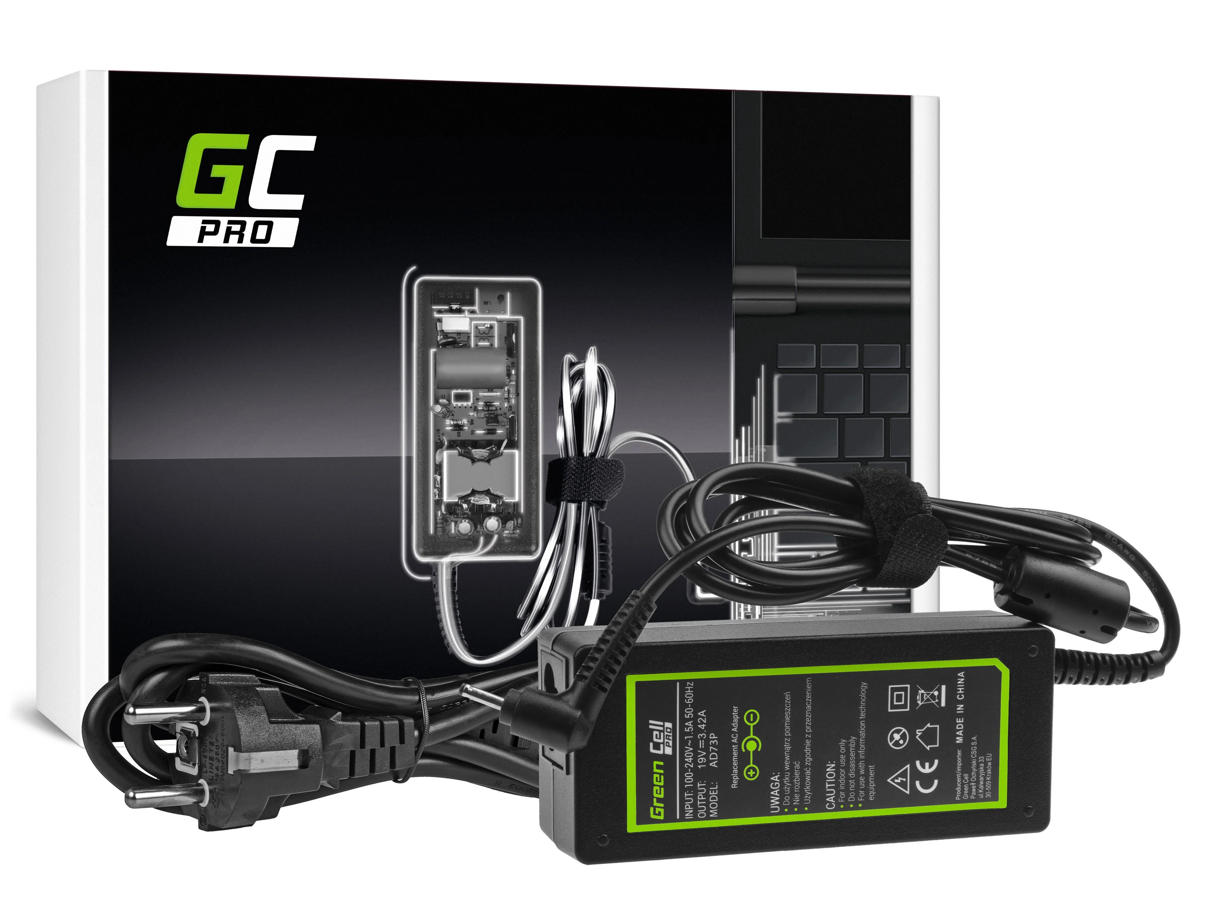 Samsung Žalias Cell GREENCELL AD73P maitinimo įkroviklis Žalias Cell PRO 19V 3,42A 65W, skirtas Acer Aspire S7 S7-392 S7-3
