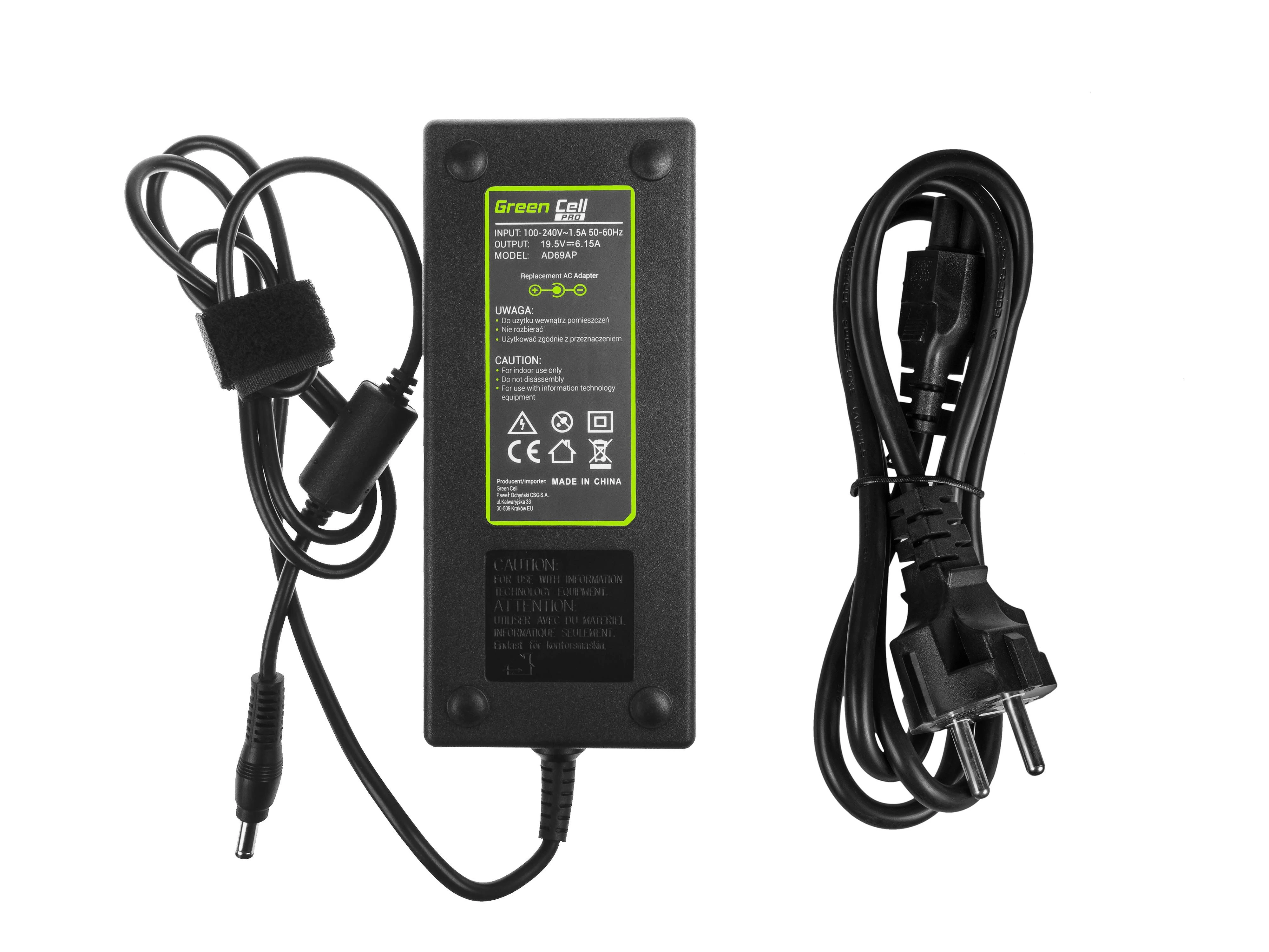 GREENCELL AD69AP įkroviklis / kintamosios srovės adapteris Žalias Cell PRO skirtas Lenovo 19.5V 6.15A 120W 5.5-2.5mm
