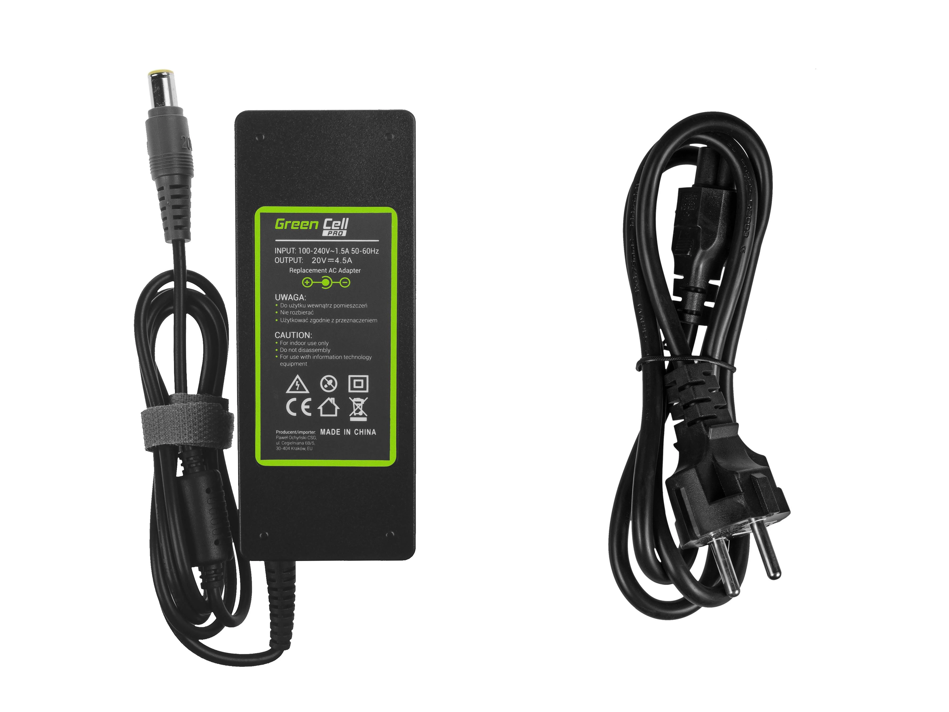 Žalias Cell Žalias Cell PRO įkroviklio kintamosios srovės adapteris skirtas Lenovo ThinkPad T410 T420 T510 T520 T530 T60 T61 R60 R61 W510 W520 X201 20V 4.5A 90W