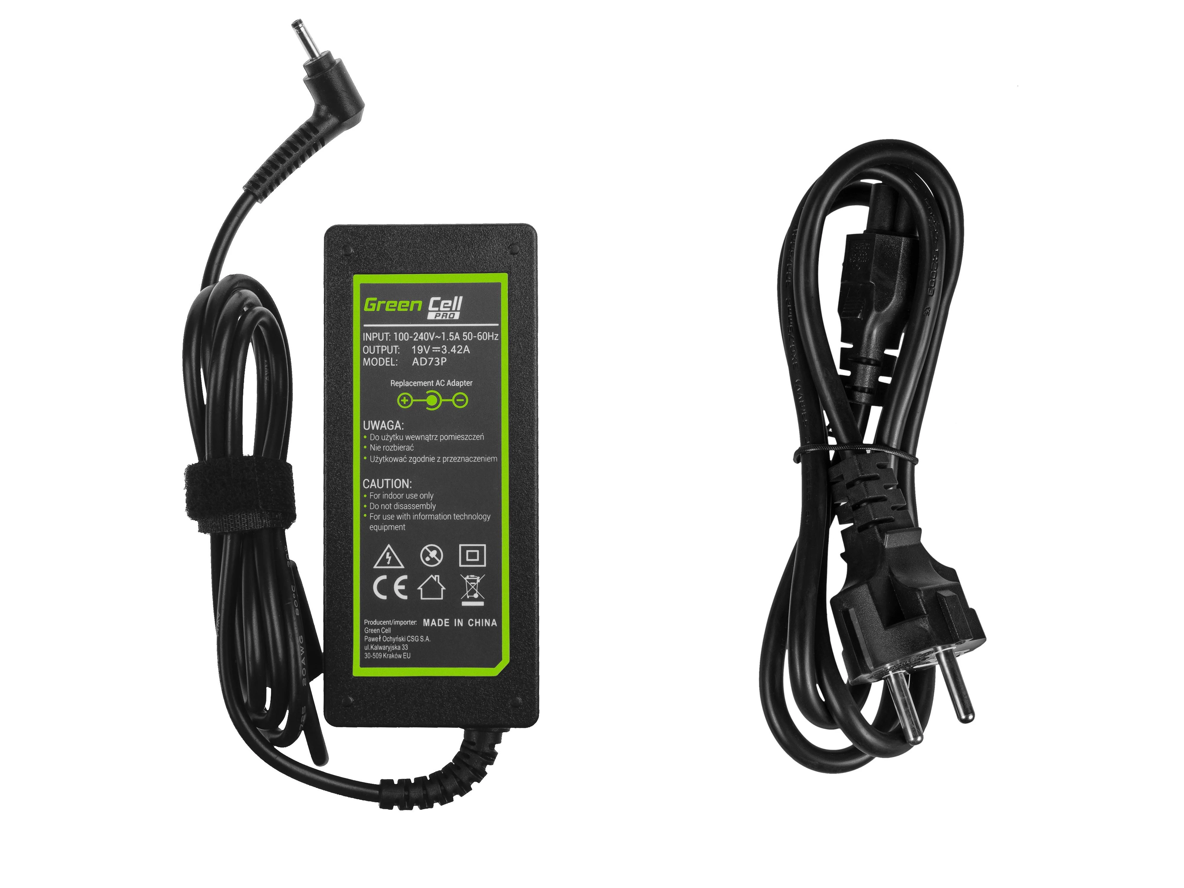 Samsung Žalias Cell GREENCELL AD73P maitinimo įkroviklis Žalias Cell PRO 19V 3,42A 65W, skirtas Acer Aspire S7 S7-392 S7-3
