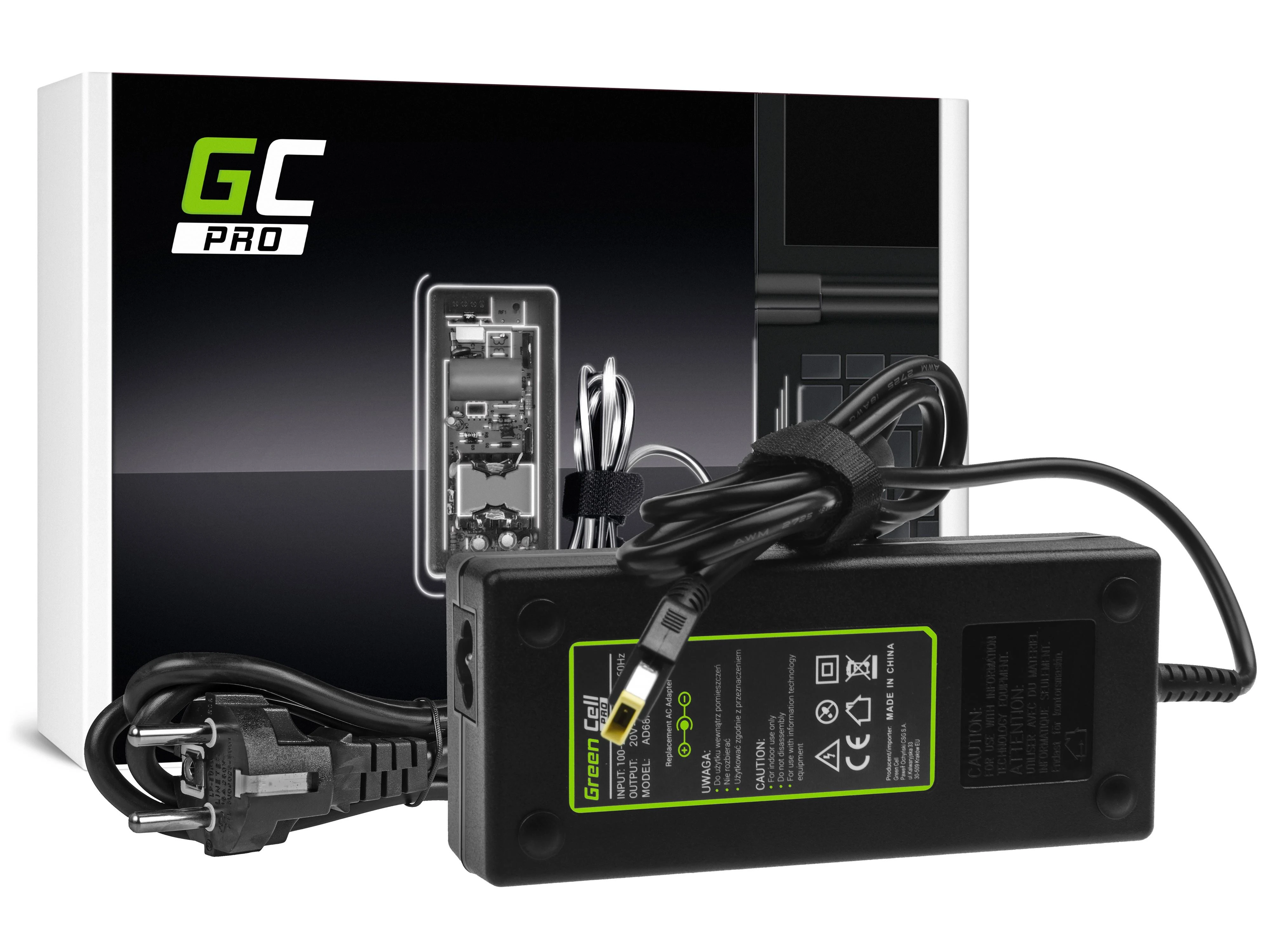 GREENCELL AD68P įkroviklis / kintamosios srovės adapteris Žalias Cell PRO 20V 6.75A 135W, skirtas Lenovo Y70 Y50-70 Y70 Y70