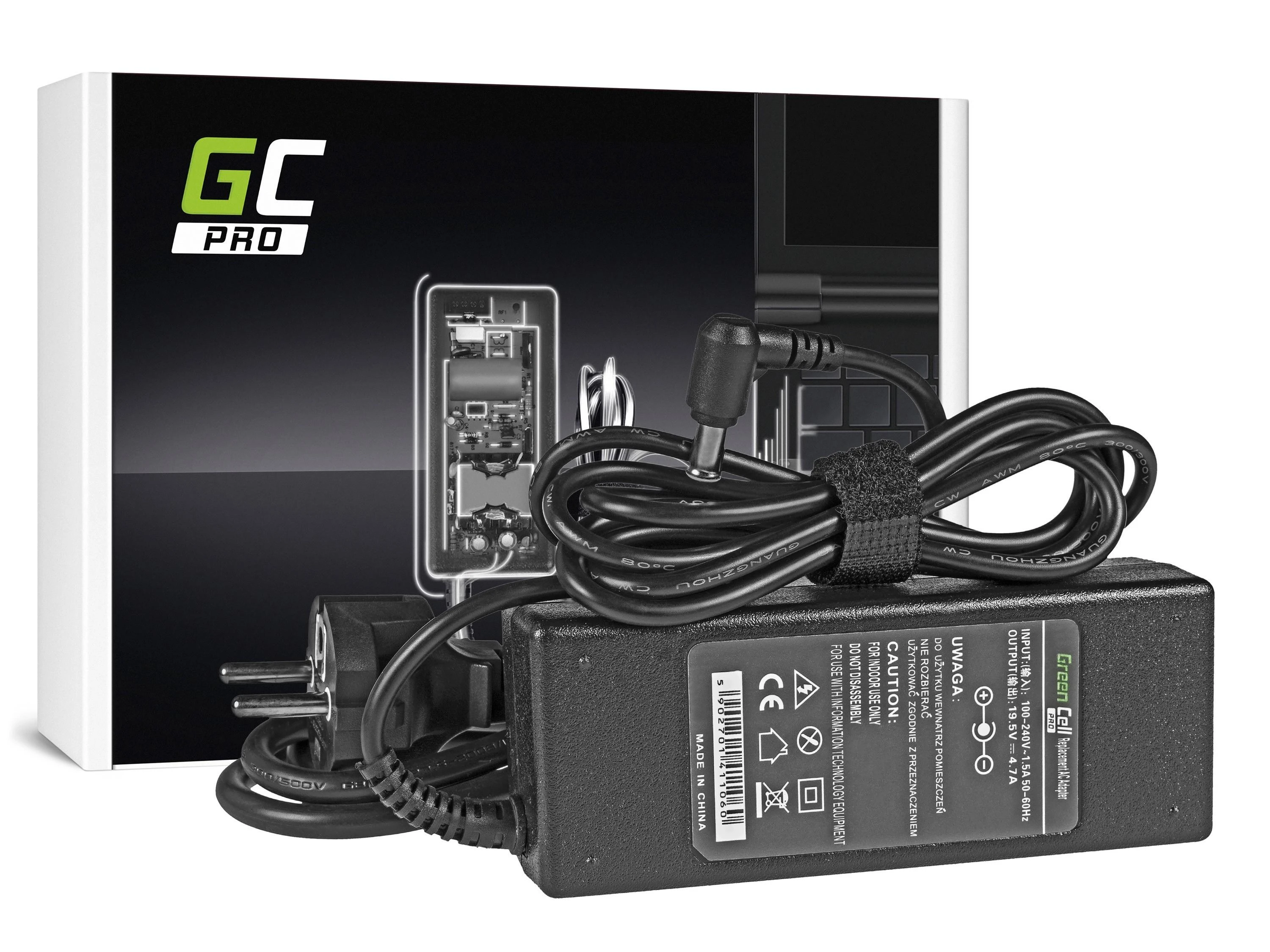 Green Cell Žalias Cell GREENCELL AD31P Žalias Cell PRO įkroviklis / kintamosios srovės adapteris, skirtas Sony 90W 19.5V 4.7A 6.0mm–4.4mm