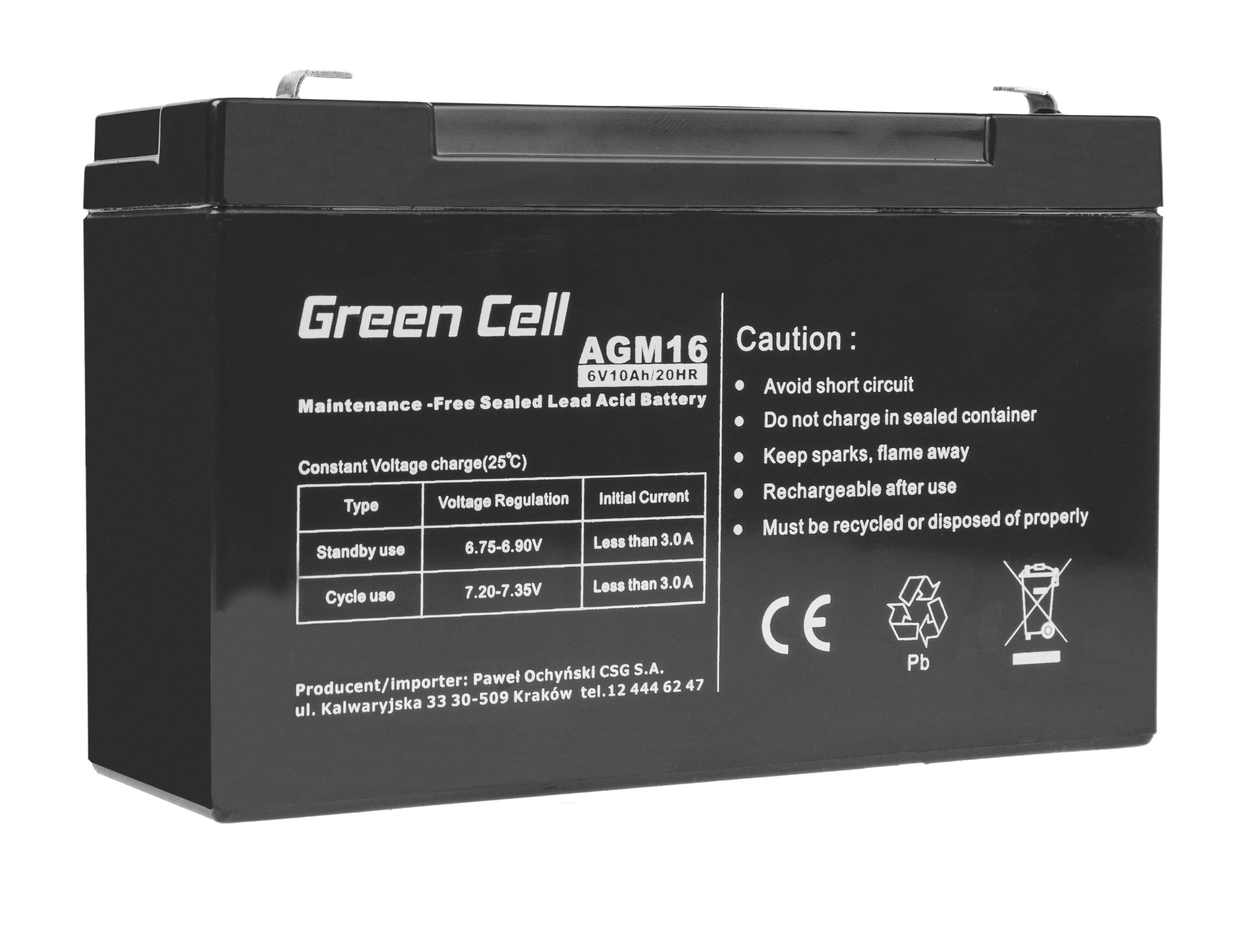 Green Cell Žalias Cell Žalias CELL Akumuliatorius AGM 6V 10 Ah