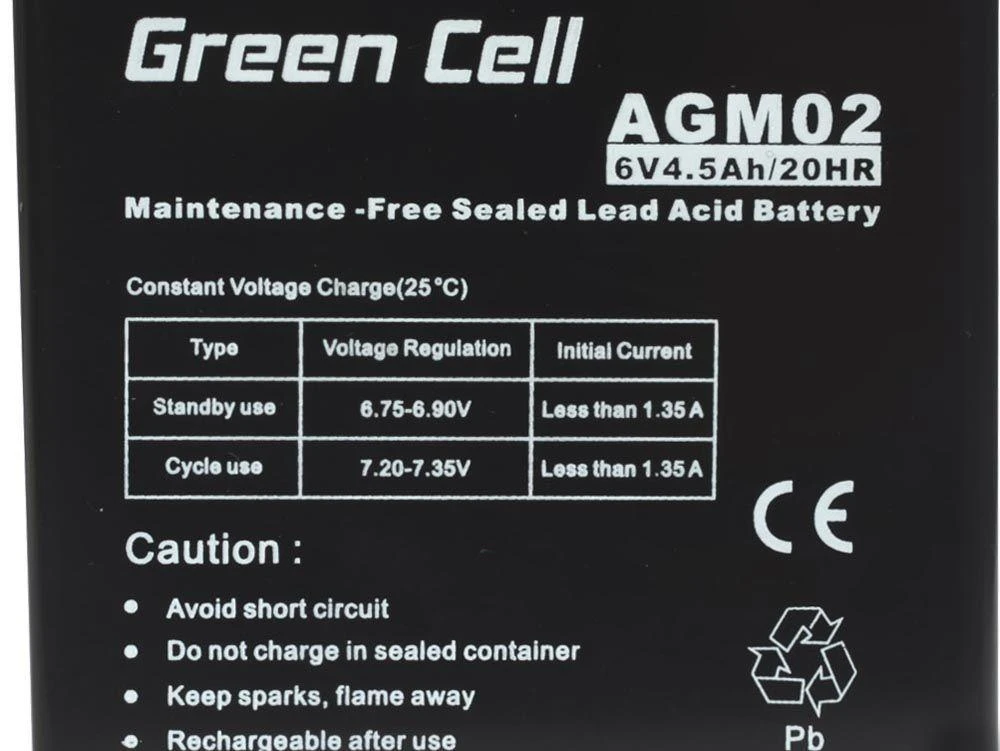 Green Cell Žalias Cell Žalias CELL Baterija AGM 6V4.5AH