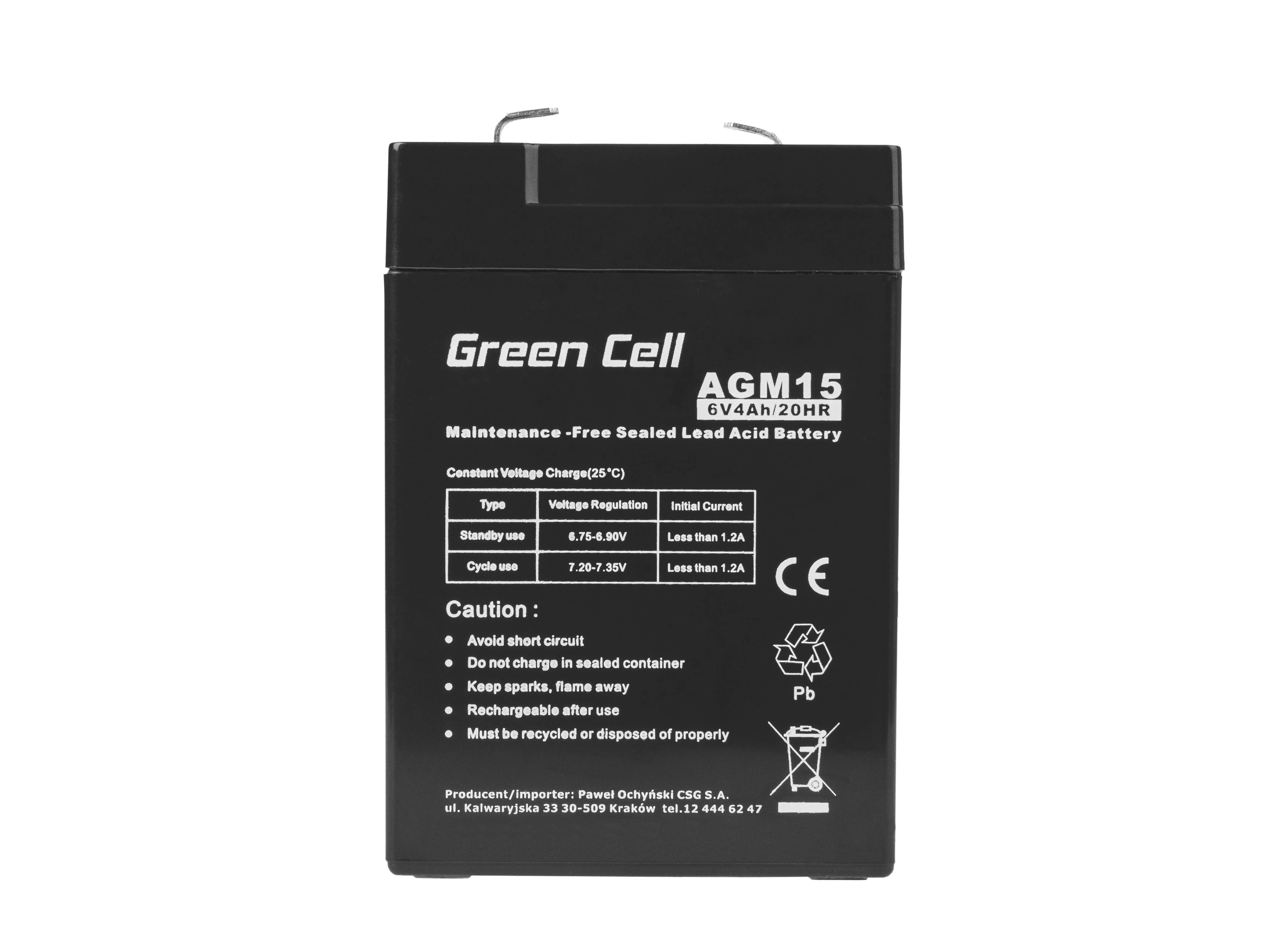 Green Cell Žalias Cell Žalias CELL Akumuliatorius AGM 6V 4.0 Ah