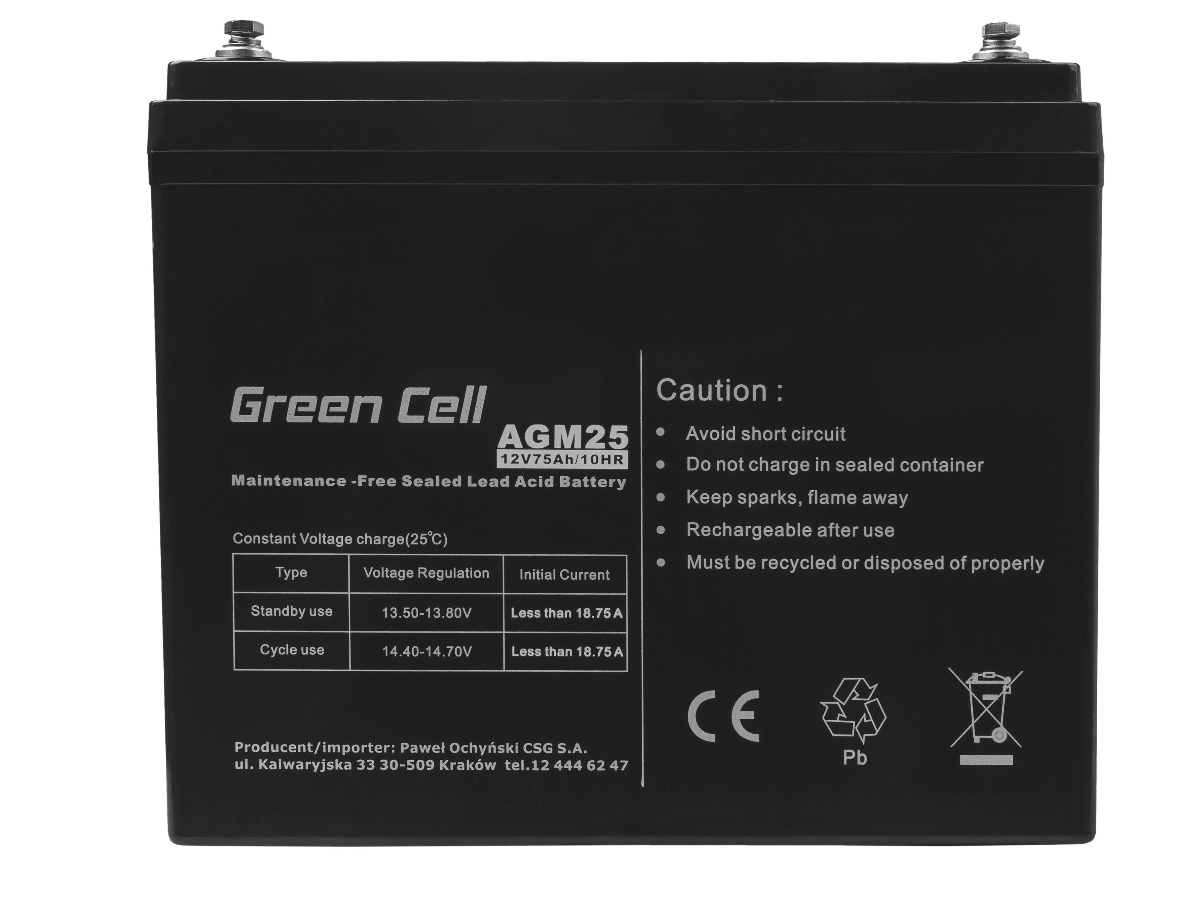 Žalias Cell Žalias Cell AGM akumuliatorius 12V 75Ah