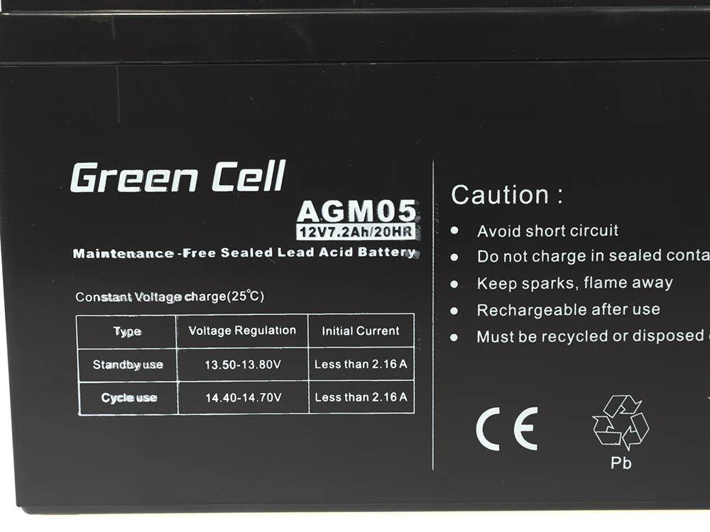 Green Cell Žalias Cell Žalias CELL Baterija AGM 12V7.2AH