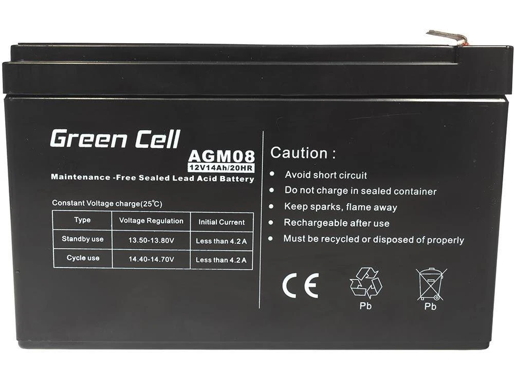 Green Cell Žalias Cell® AGM 12V 14Ah VRLA akumuliatoriaus (AGM08)