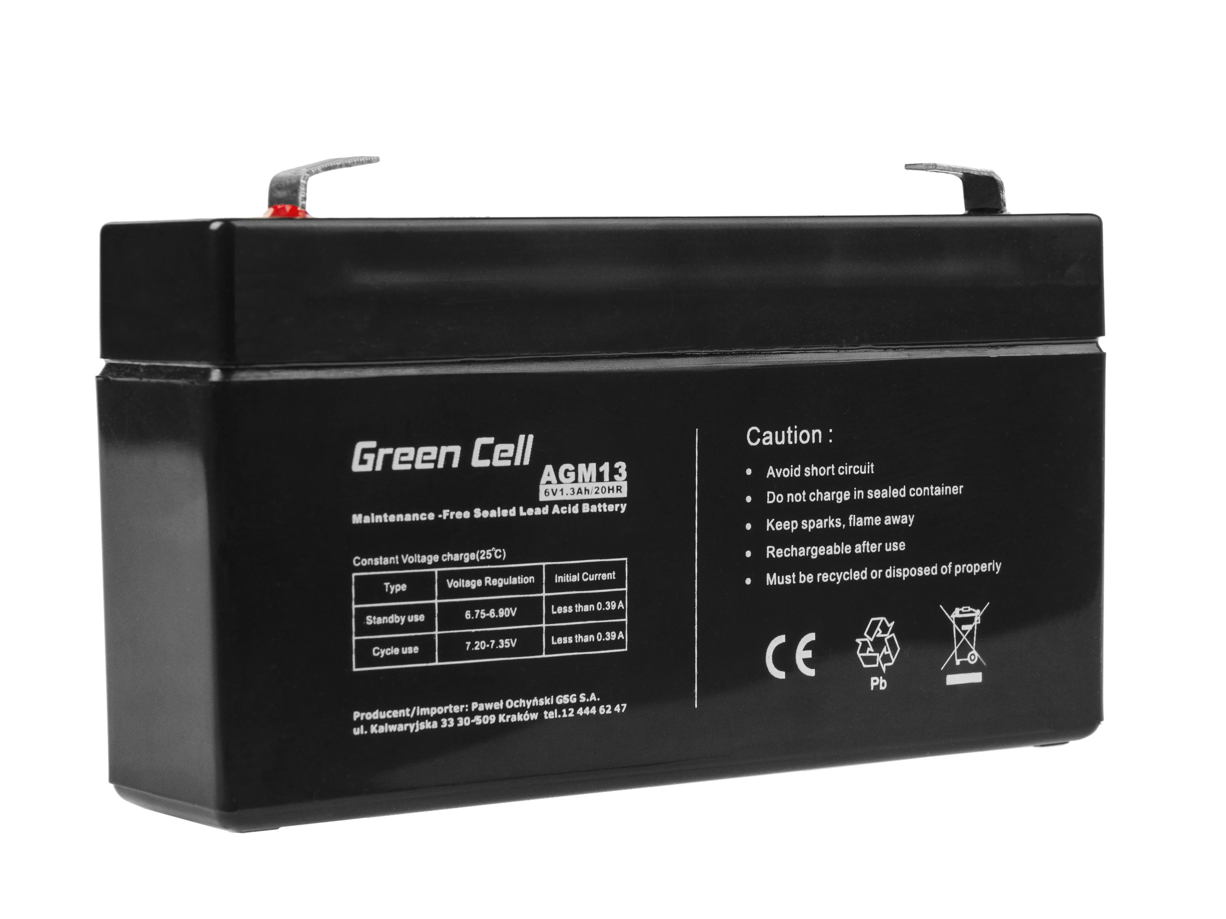 Green Cell Žalias Cell Žalias CELL Akumuliatorius AGM 6V 1,3 Ah