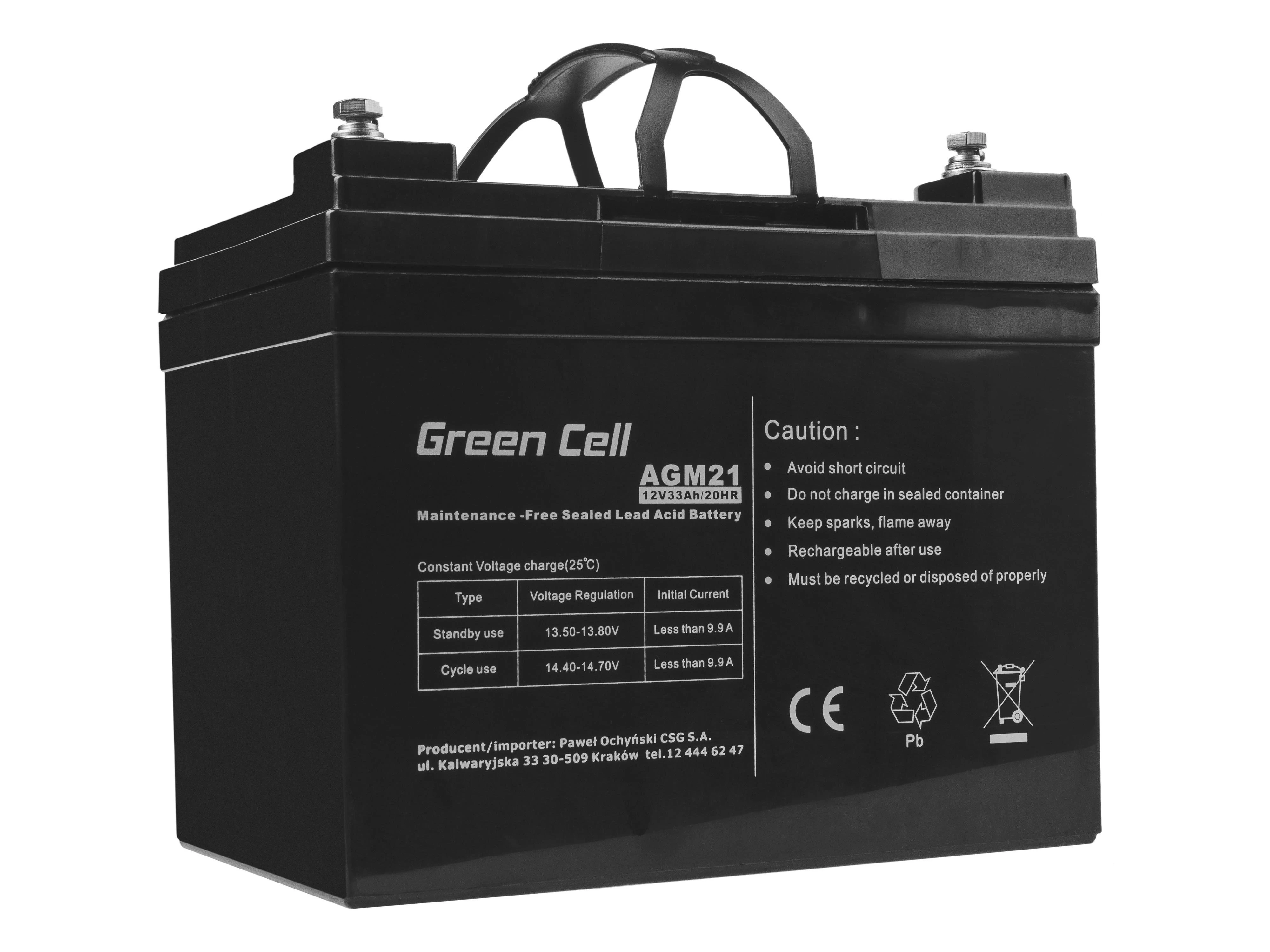Green Cell Žalias Cell Žalias CELL Baterija AGM 12V 33 Ah