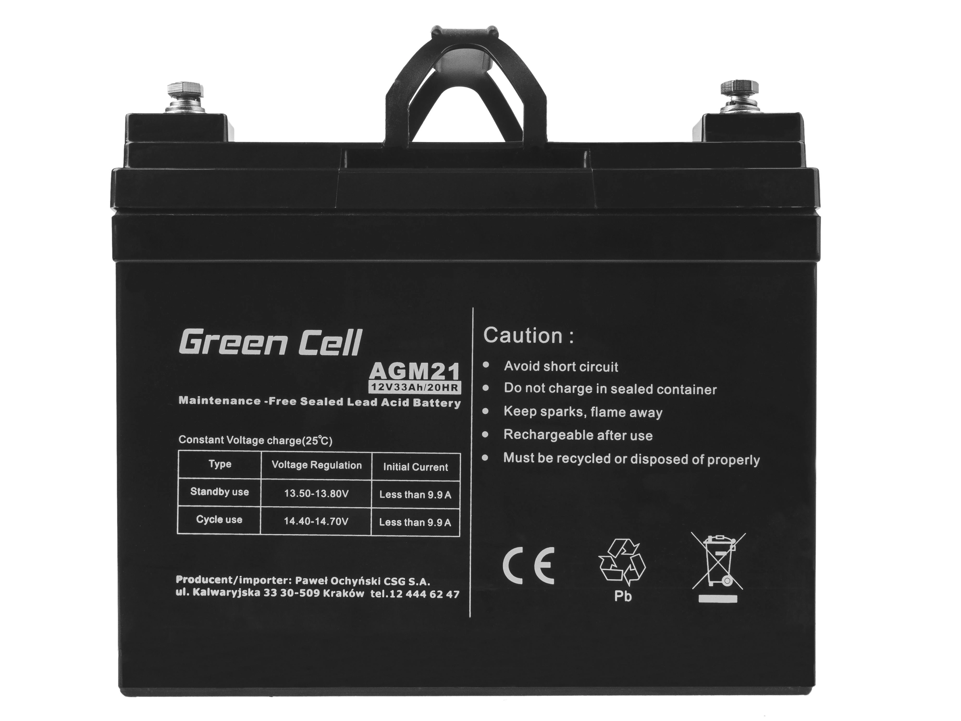 Green Cell Žalias Cell Žalias CELL Baterija AGM 12V 33 Ah