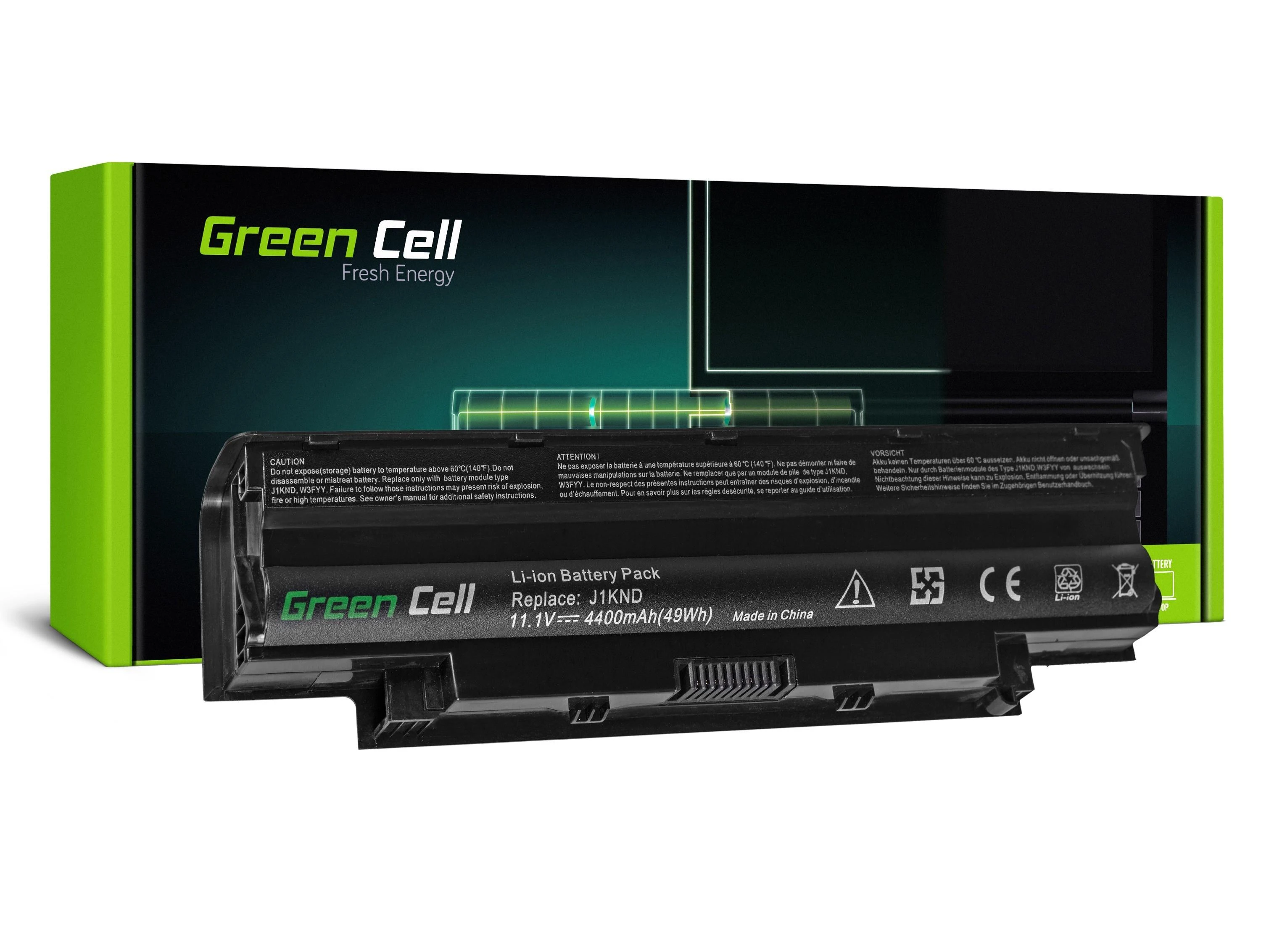 Green Cell Žalias Cell GREENCELL DE01 Baterija Žalias Cell J1KND skirta Dell Inspiron N4010 N5010 13R 14R 15R 17R