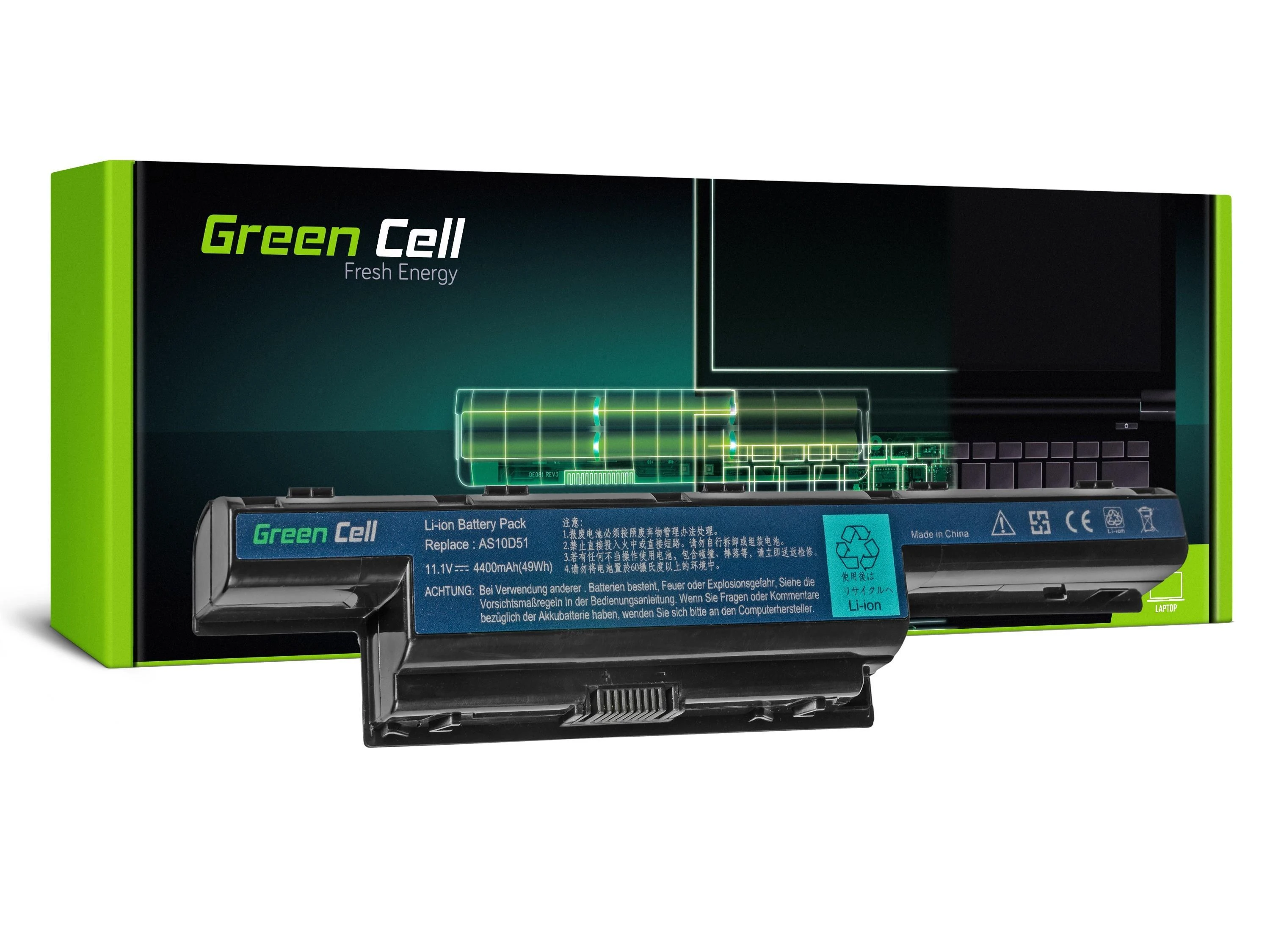 Green Cell Žalias Cell GREENCELL AC06 Baterija Žalias Cell AS10D skirta Acer Aspire su serii 5733 5742G 5750 5750G AS10D31