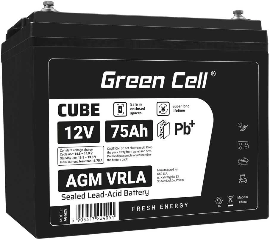 Green Cell CUBE 12V 75Ah AGM akumuliatorius