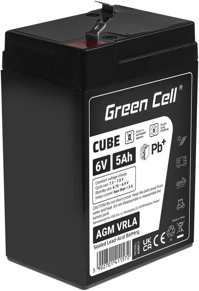 Green Cell Žalias Cell Žalias Cell CUBE AGM IP54 6V 5Ah VRLA Baterija Gel gilaus ciklo žaislai vaikų signalizacijos sistemoms