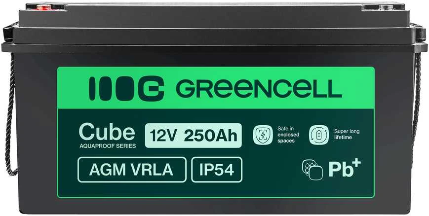 Green Cell 12V 250Ah AGM akumuliatorius su IP54 apsauga