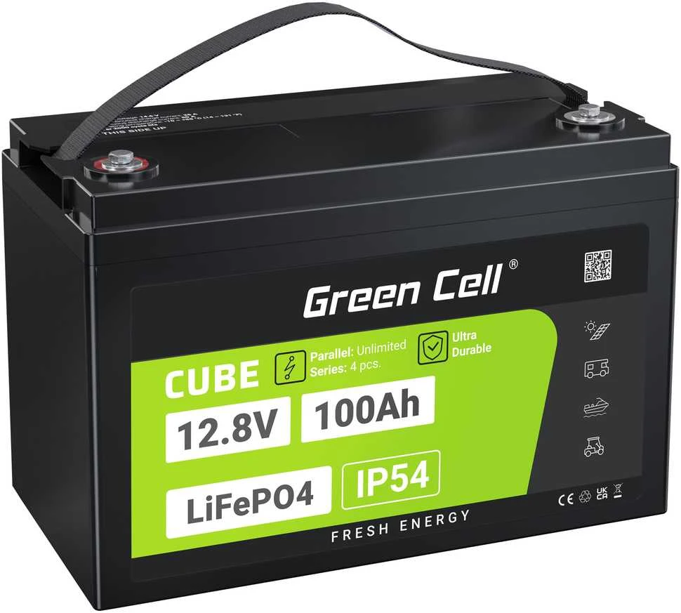 Green Cell „Žalias Cell“ Žalias Cell LFPGC12V100AH UPS akumuliatorius ličio geležies fosfatas (LiFePO4) 12,8 V 100 Ah